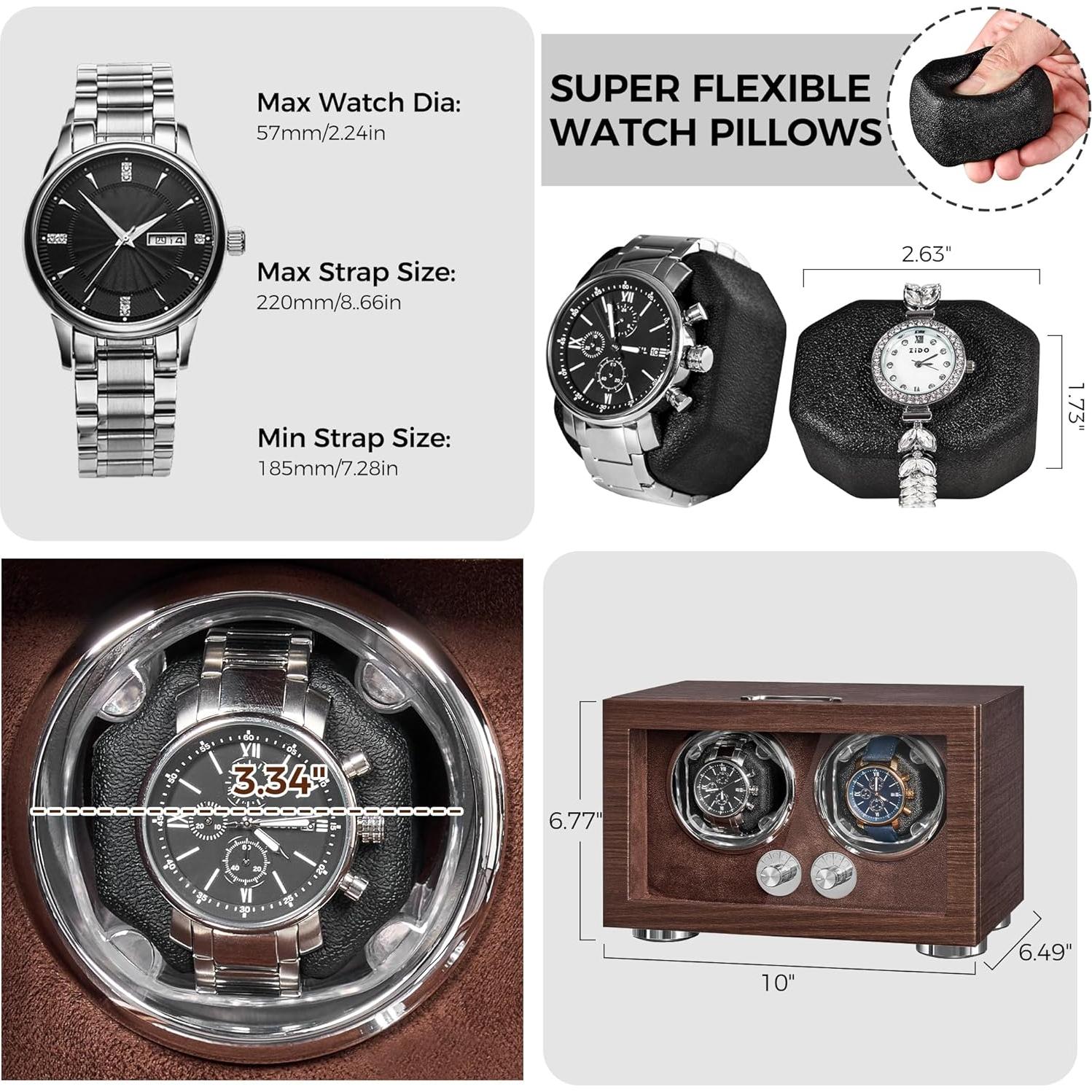 Winder Doble para Relojes ANWBROAD con Luz LED y Motor Silencioso