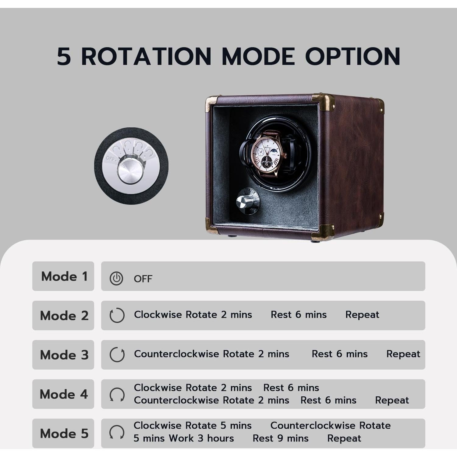 Cargador de Relojes Automáticos Mcbazel - Motor Silencioso, 5 Modos