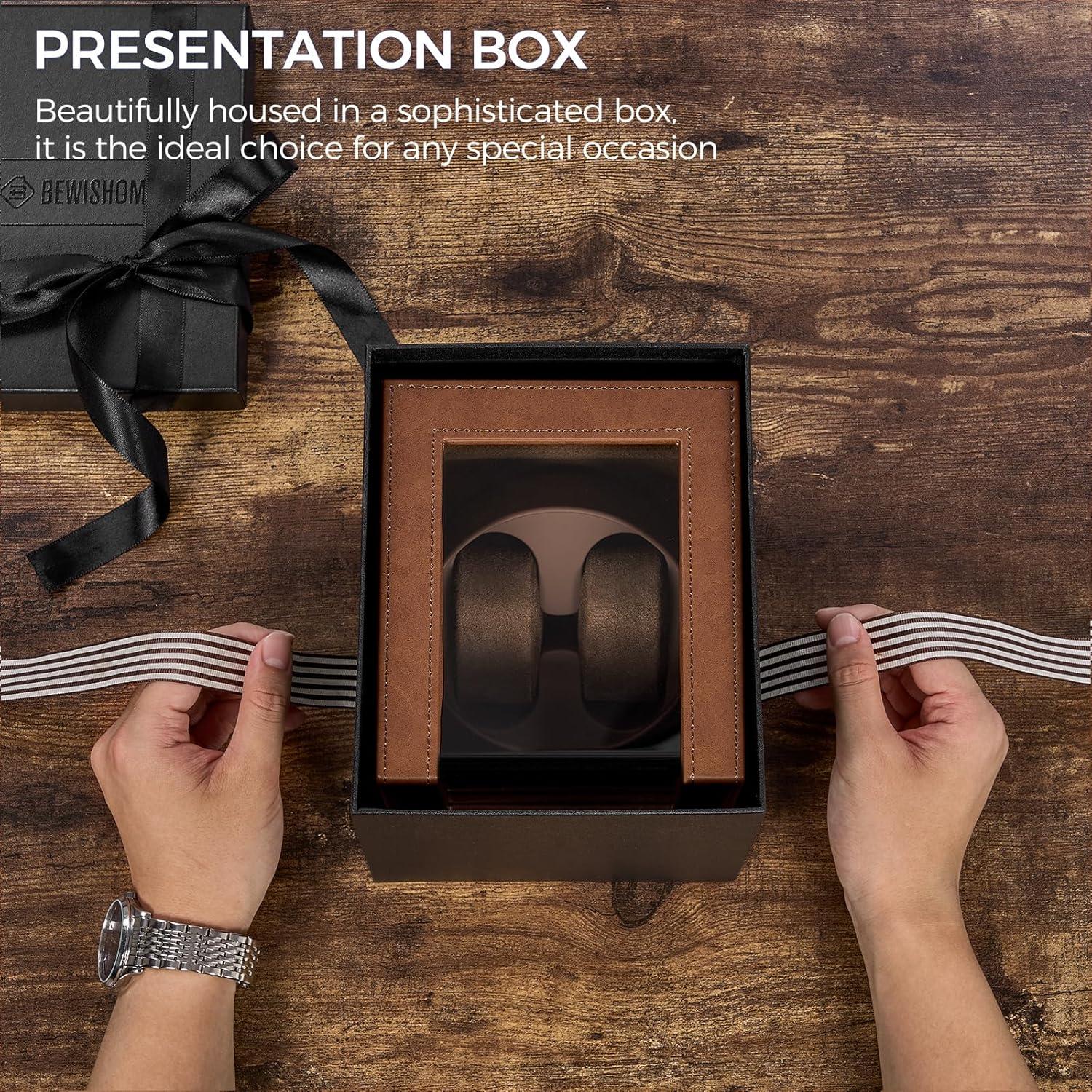 BEWISHOME Reloj Winder Doble con Luz LED y Motor Silencioso