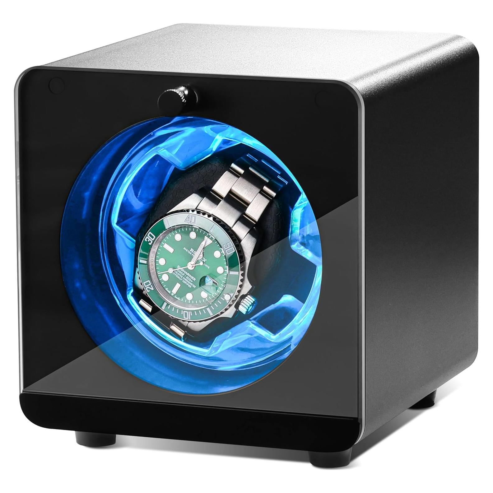 Enrollador de Reloj Automático Cevale con Luz Azul y Motor Silencioso