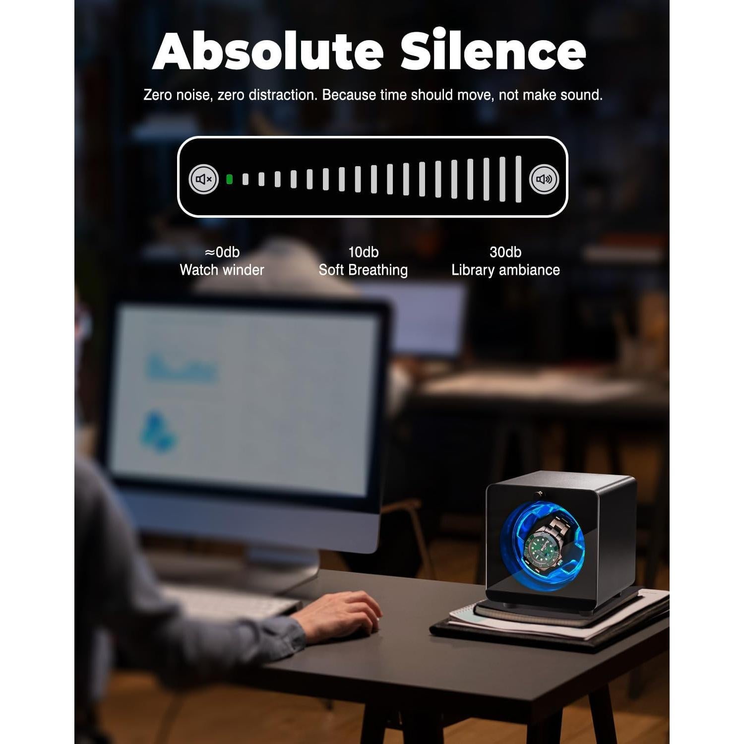 Enrollador de Reloj Automático Cevale con Luz Azul y Motor Silencioso