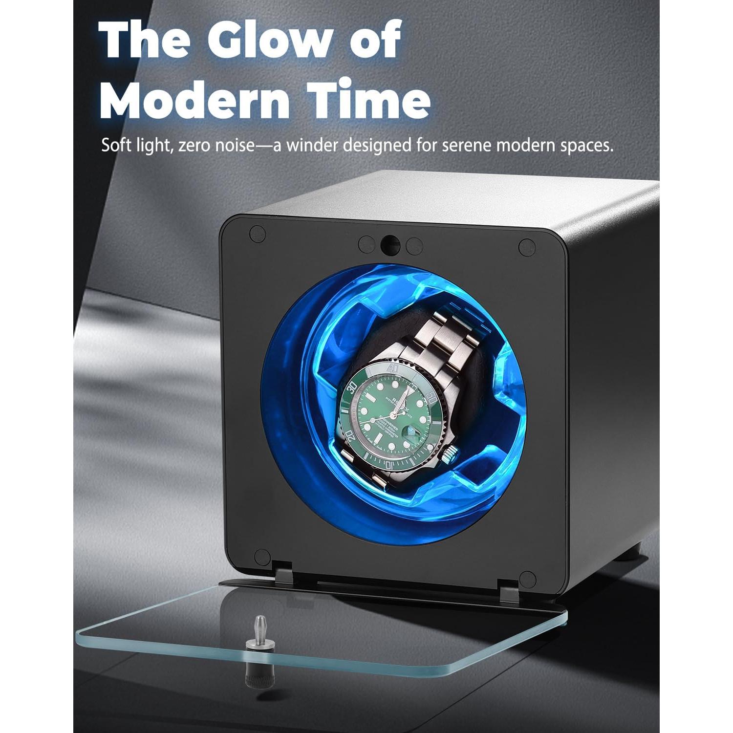 Enrollador de Reloj Automático Cevale con Luz Azul y Motor Silencioso