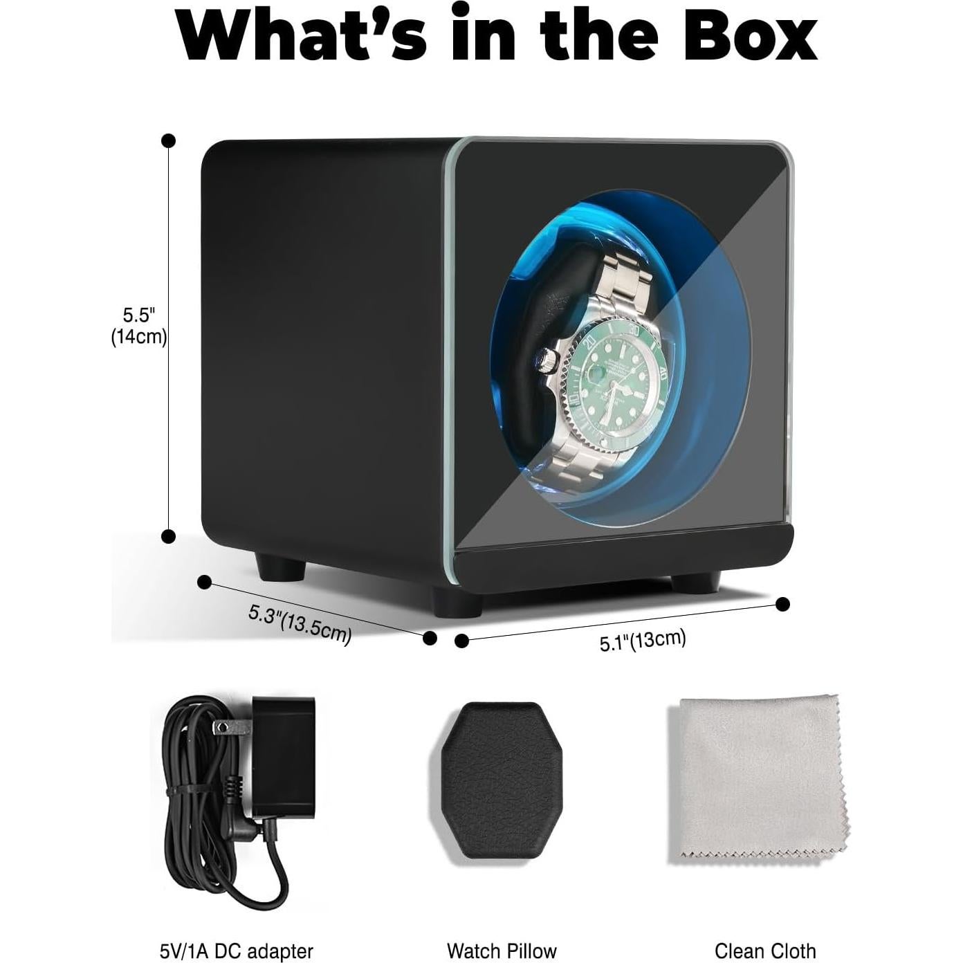 Enrollador de Reloj Automático Cevale con Luz Azul y Motor Silencioso