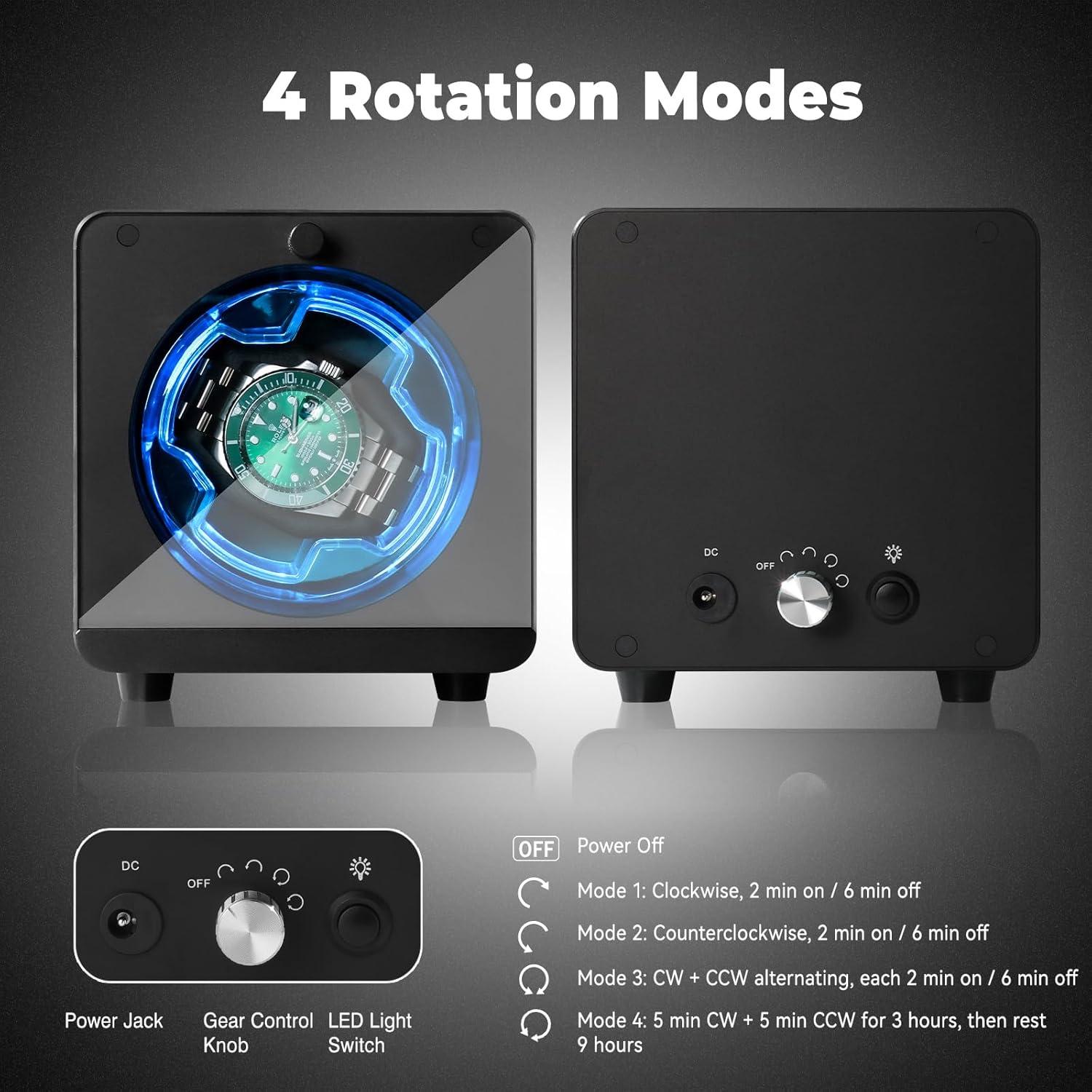 Enrollador de Reloj Automático Cevale con Luz Azul y Motor Silencioso