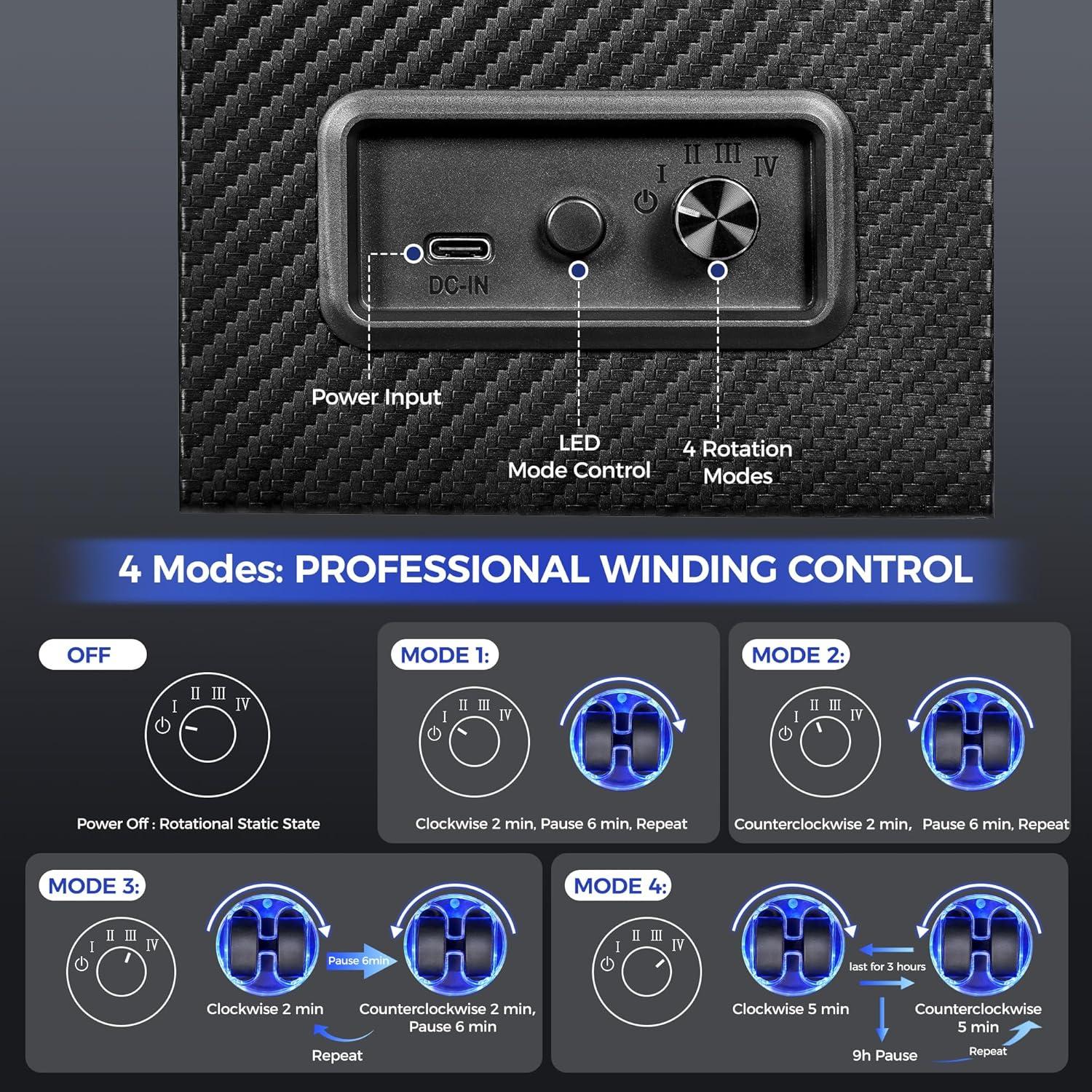 Caja de Reloj Automático ANWBROAD JWW007C con LED y Motor Silencioso