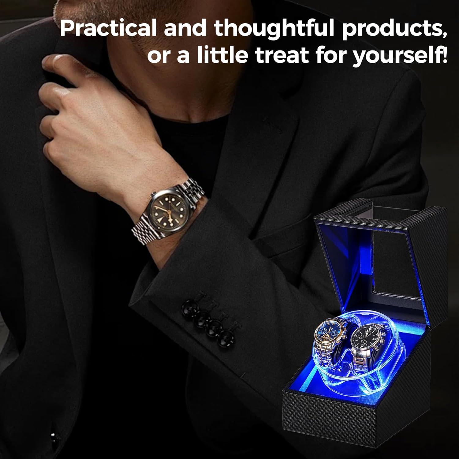 Caja de Reloj Automático ANWBROAD JWW007C con LED y Motor Silencioso