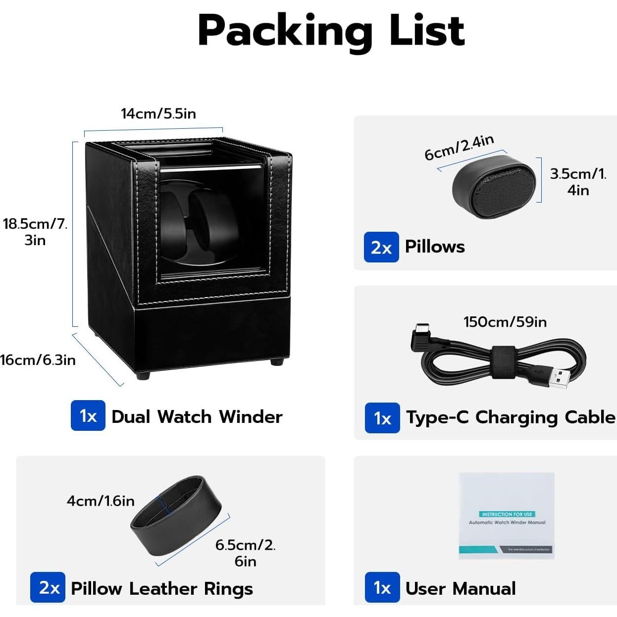 Reloj Winder Mcbazel Doble Automático USB 2 Relojes 47mm