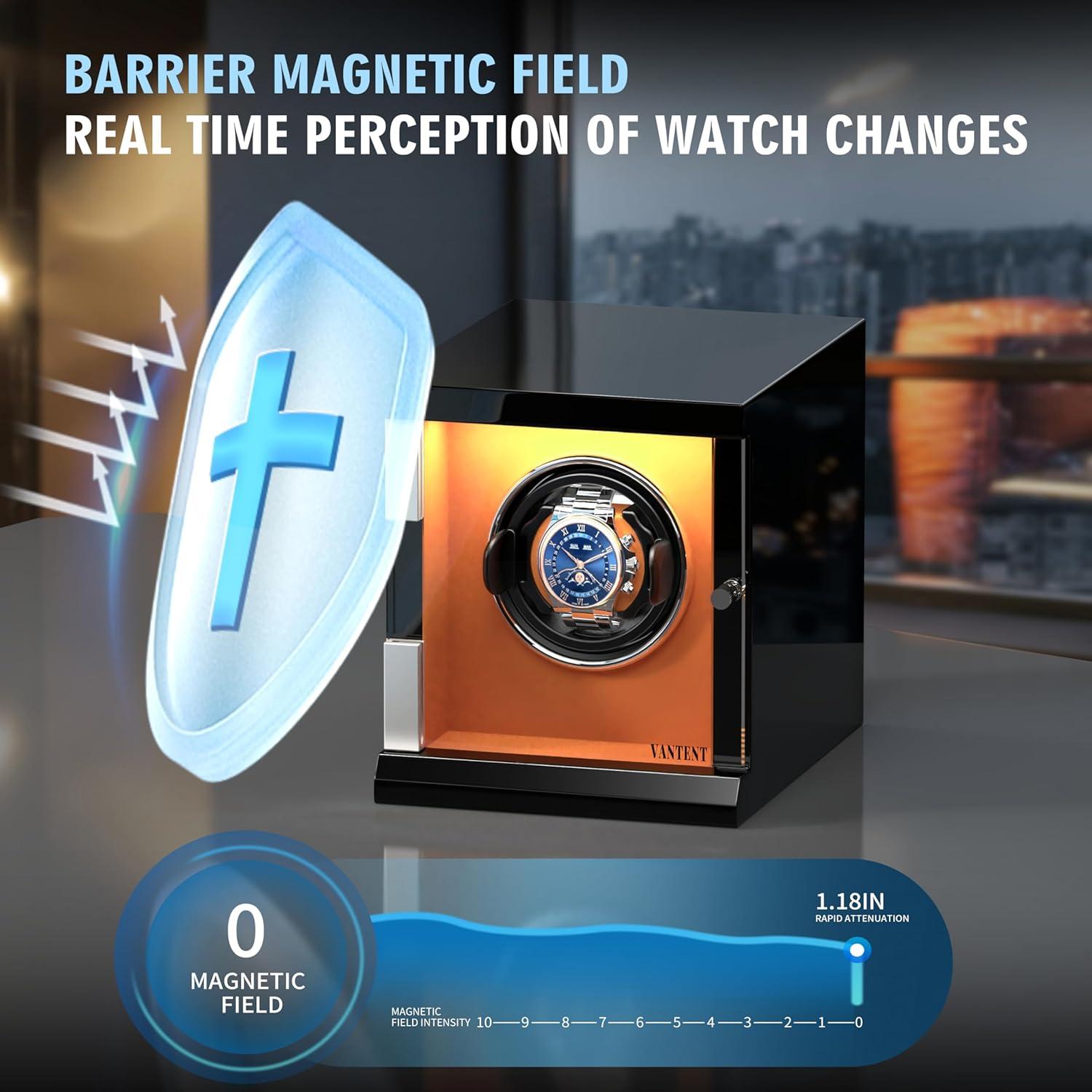 Enrollador de Reloj Automático VANTENT Negro con USB Tipo-C