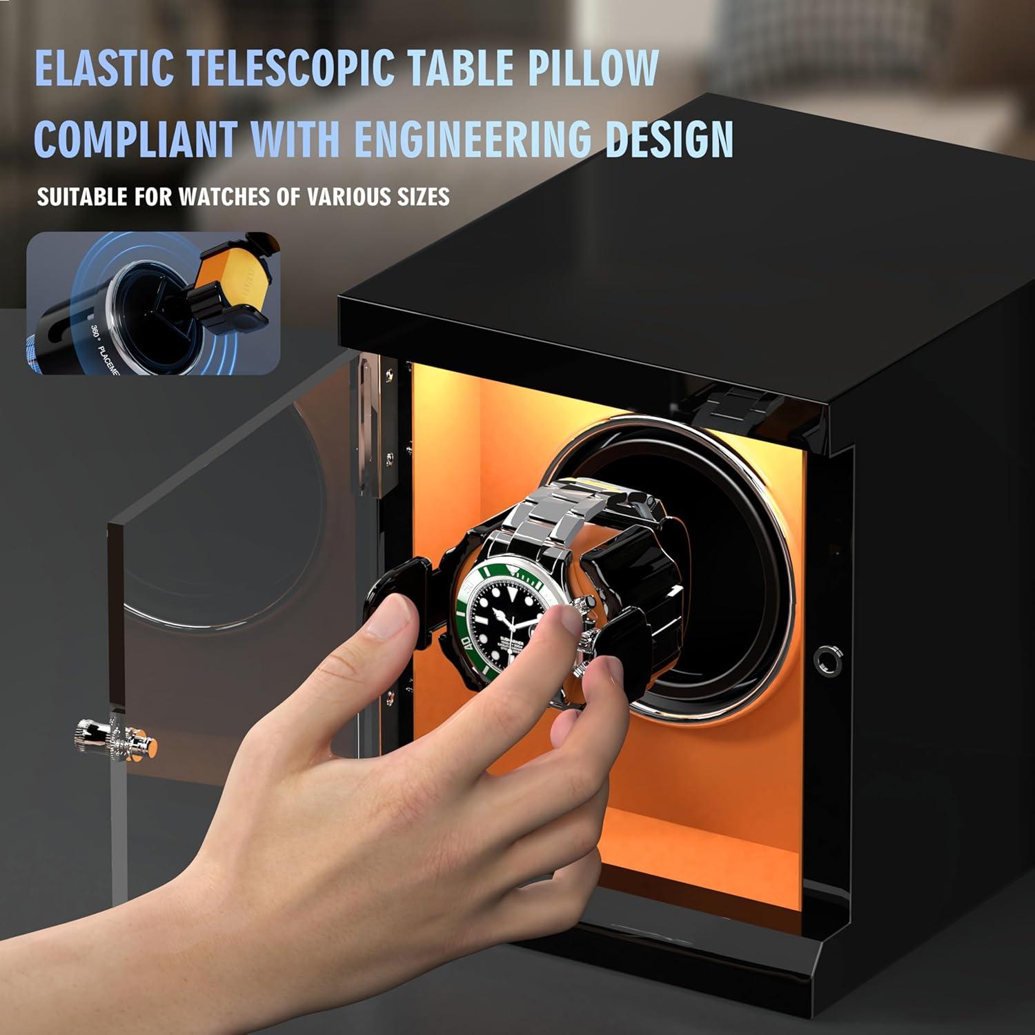 Enrollador de Reloj Automático VANTENT Negro con USB Tipo-C