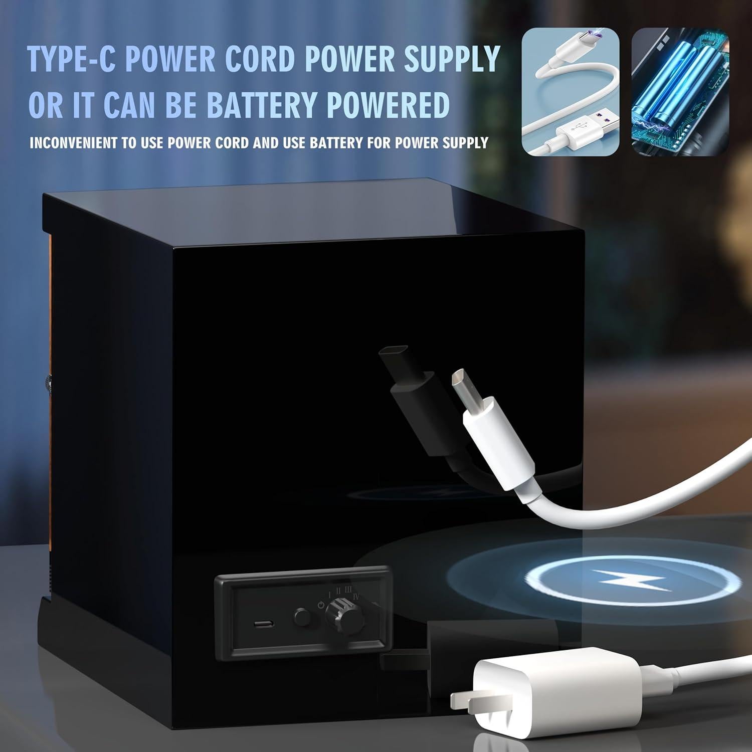 Enrollador de Reloj Automático VANTENT Negro con USB Tipo-C