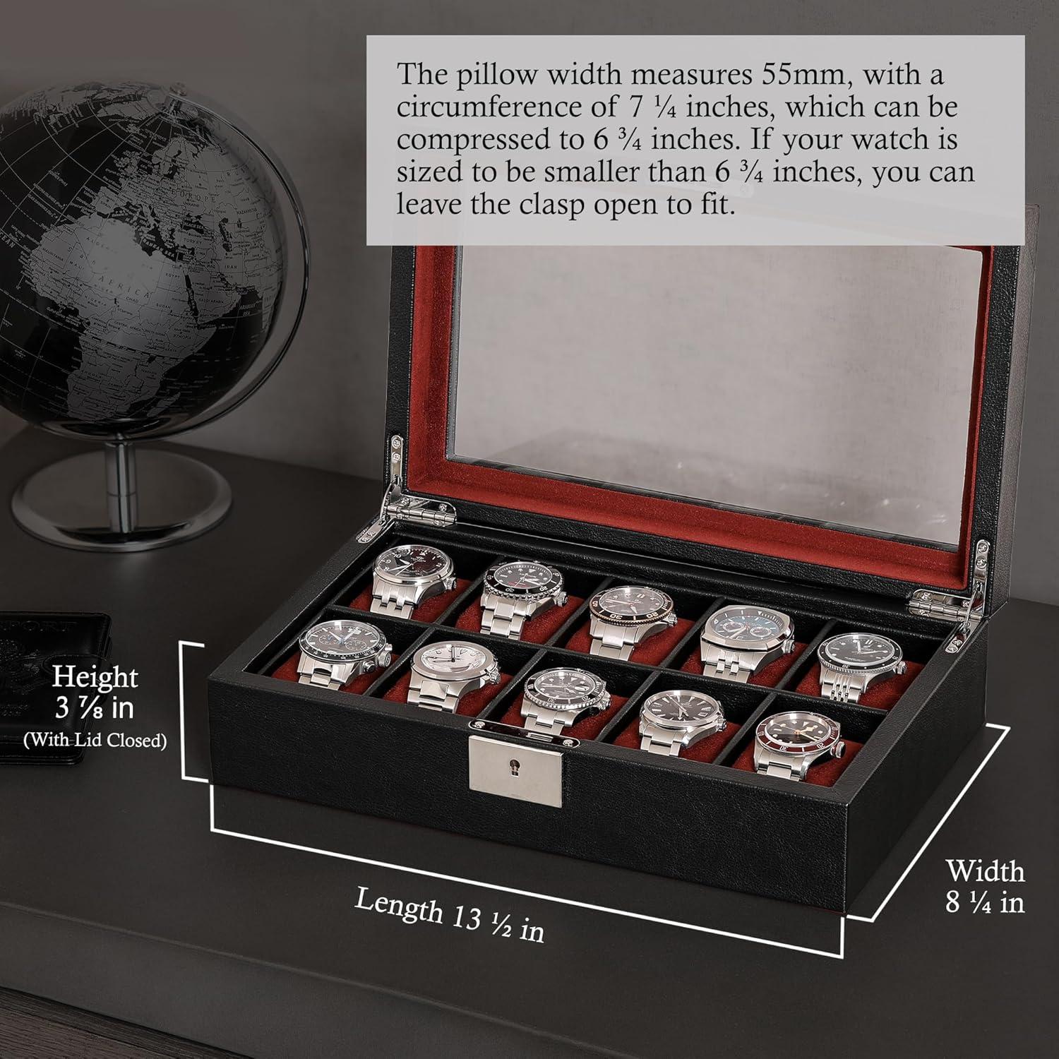 Caja de Reloj Rothwell de Cuero Sintético 10 Compartimentos