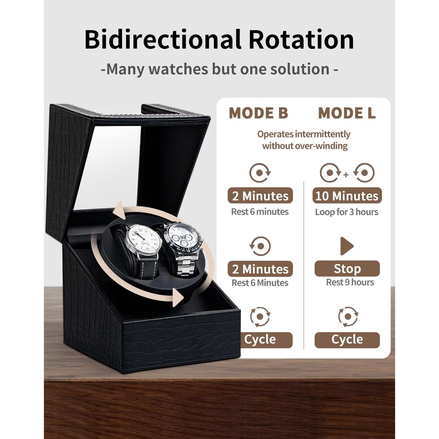 Winder de Reloj SHOWPIN Doble Automático 2 Slots USB Negro