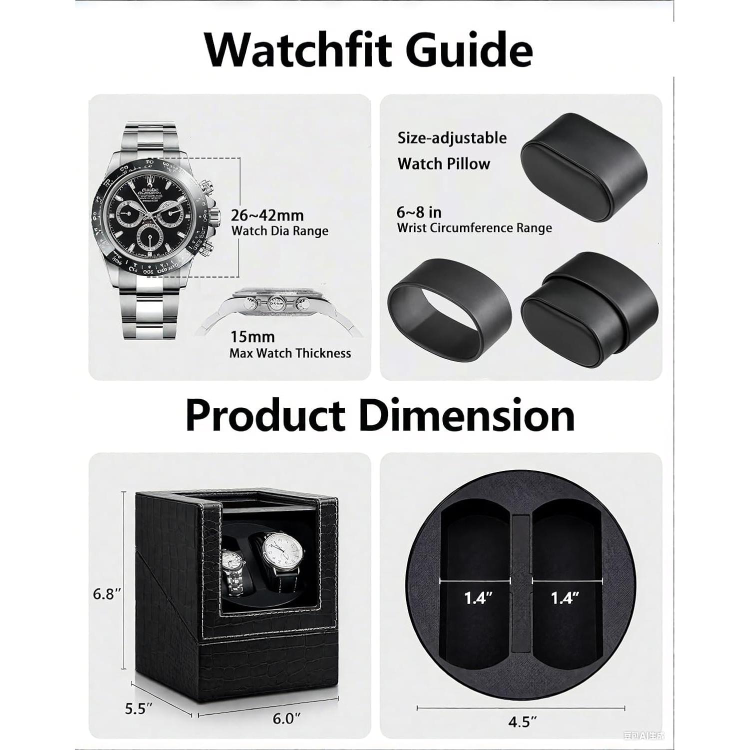 Winder de Reloj SHOWPIN Doble Automático 2 Slots USB Negro