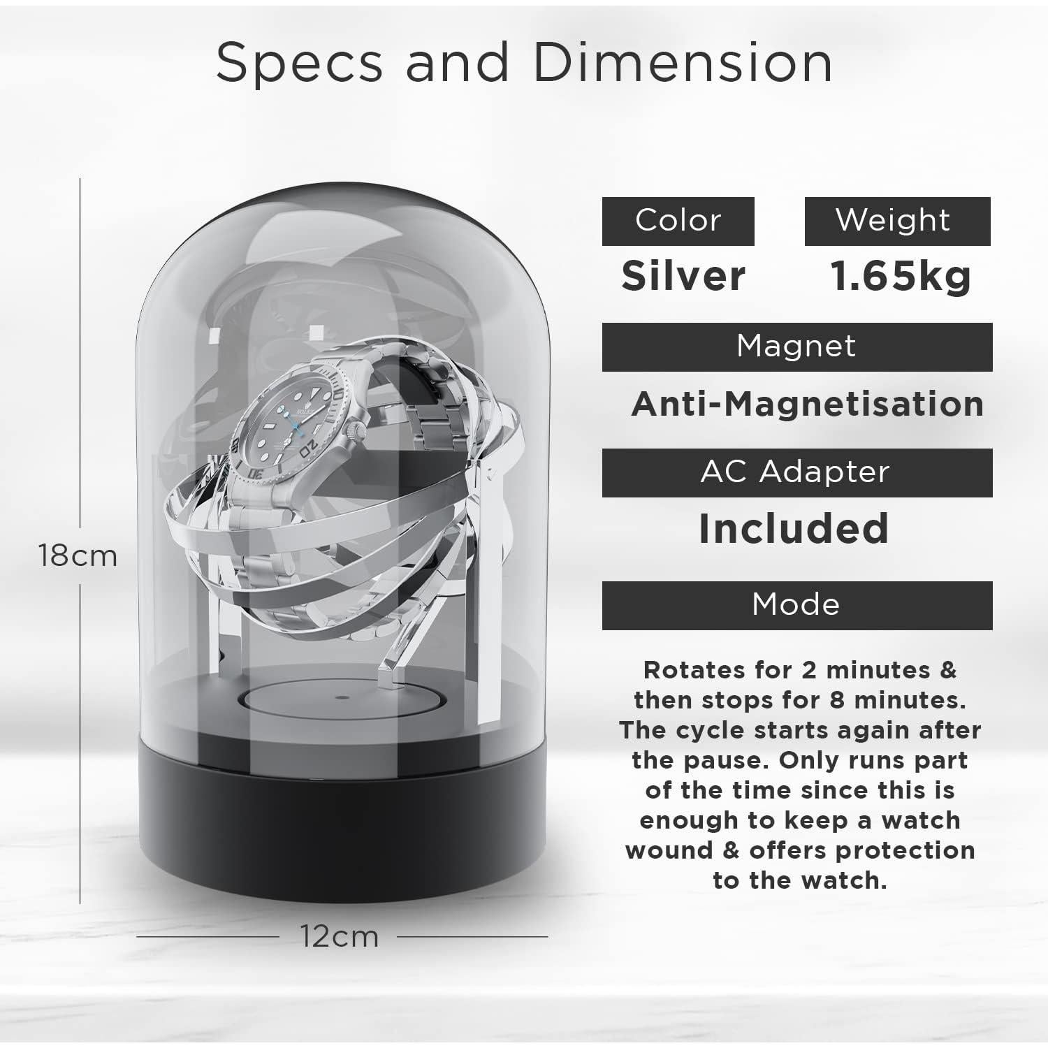 Enrollador Automático de Reloj Elestoria Orbit Individual Plata