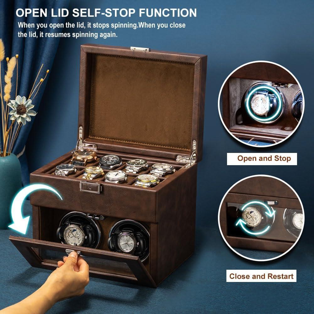 Enrollador Automático Doble de Reloj Anyasun con Luz LED