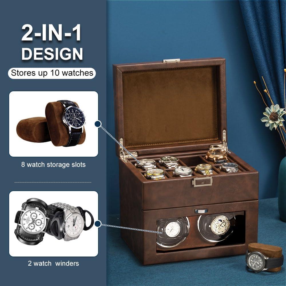 Enrollador Automático Doble de Reloj Anyasun con Luz LED