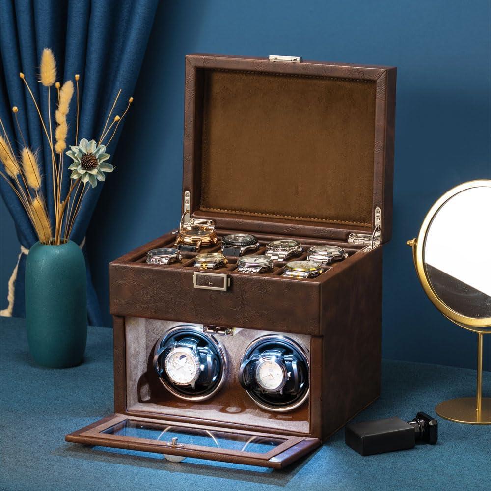 Enrollador Automático Doble de Reloj Anyasun con Luz LED