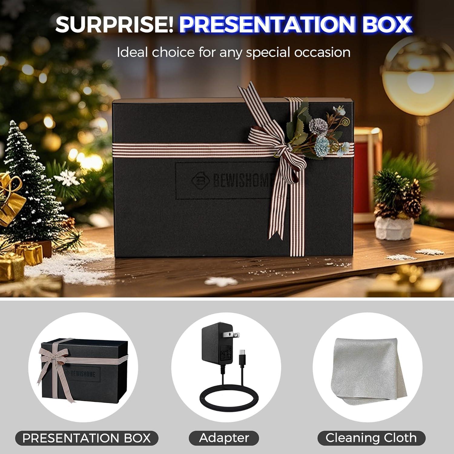 BEWISHOME Reloj Winder Doble para 10 Relojes con Luz LED