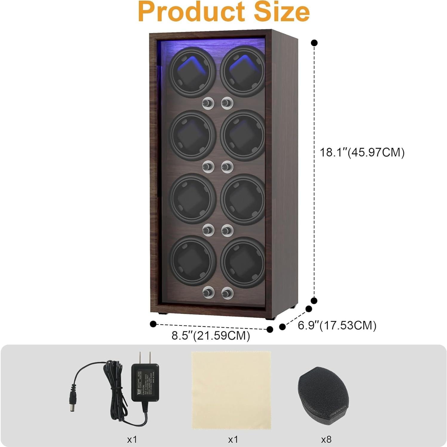 Enrollador de Relojes Domivans 8 Espacios Madera LED Silencioso