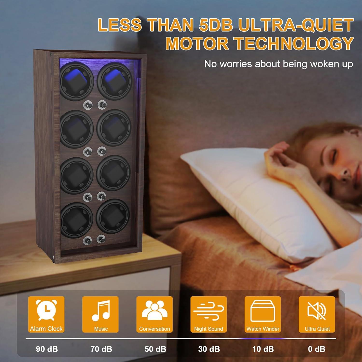 Enrollador de Relojes Domivans 8 Espacios Madera LED Silencioso