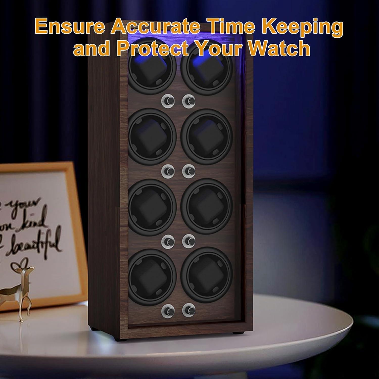 Enrollador de Relojes Domivans 8 Espacios Madera LED Silencioso