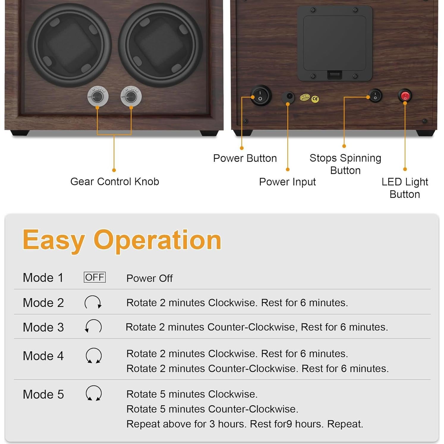 Enrollador de Relojes Domivans 8 Espacios Madera LED Silencioso