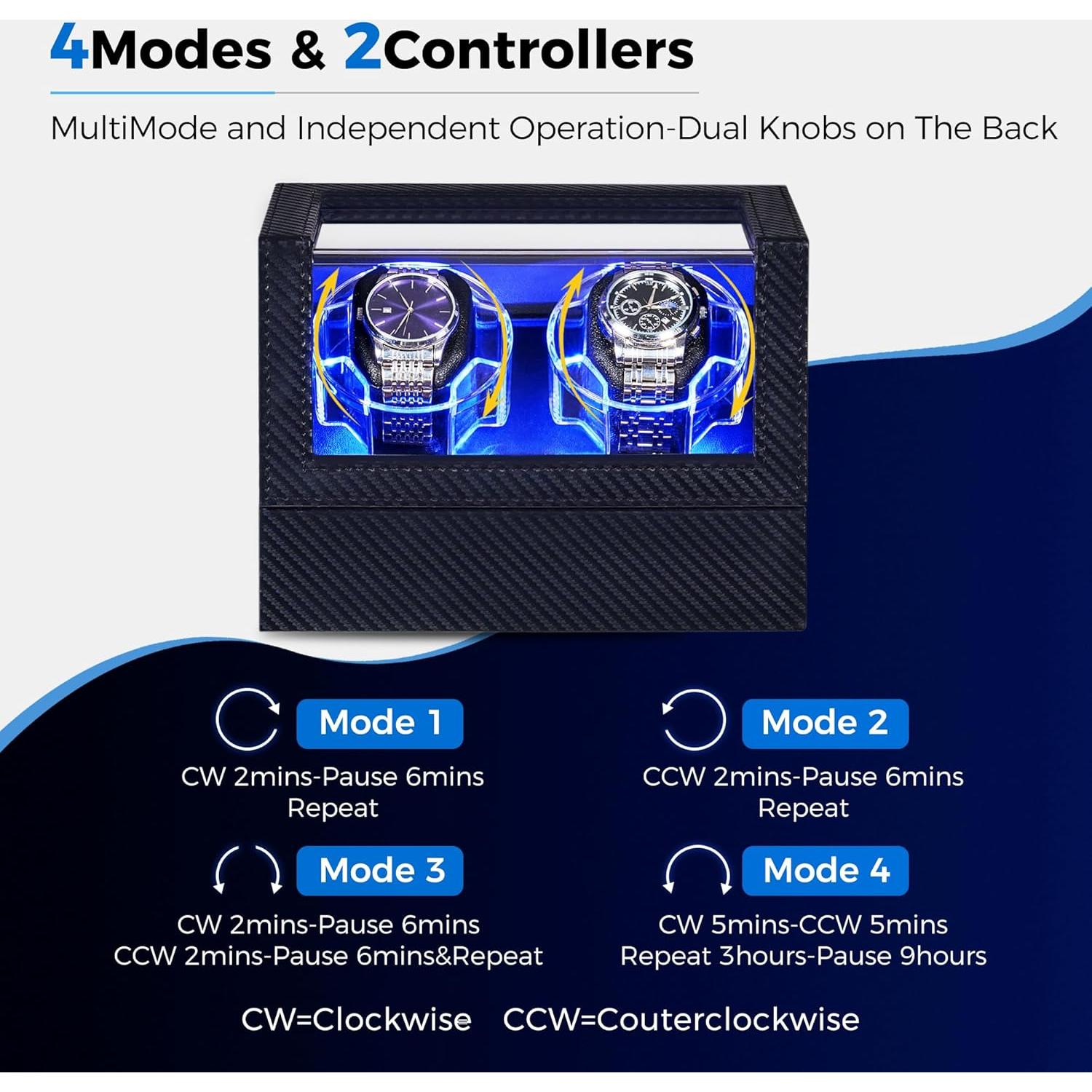 Reloj Winder ANWBROAD Doble Automático con LED UJWW016C