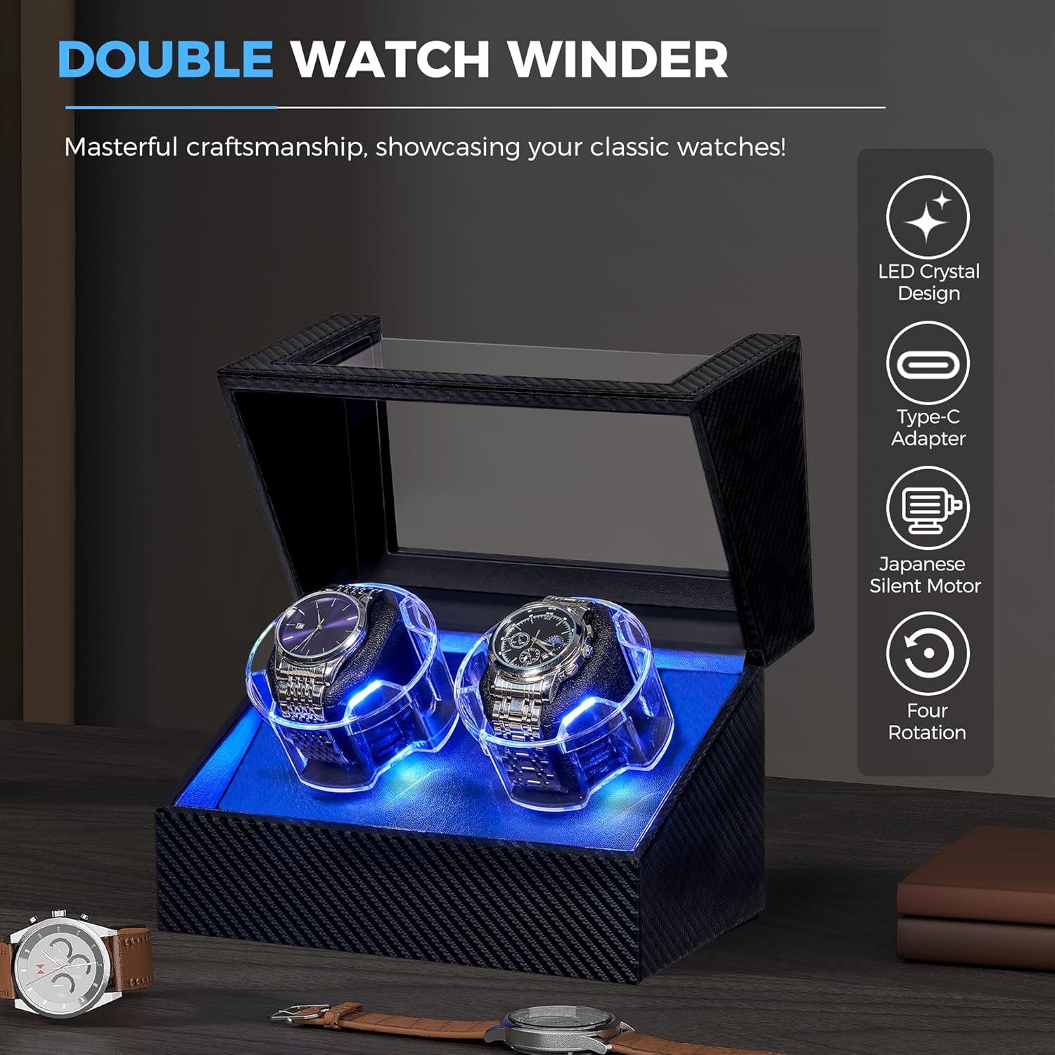 Reloj Winder ANWBROAD Doble Automático con LED UJWW016C