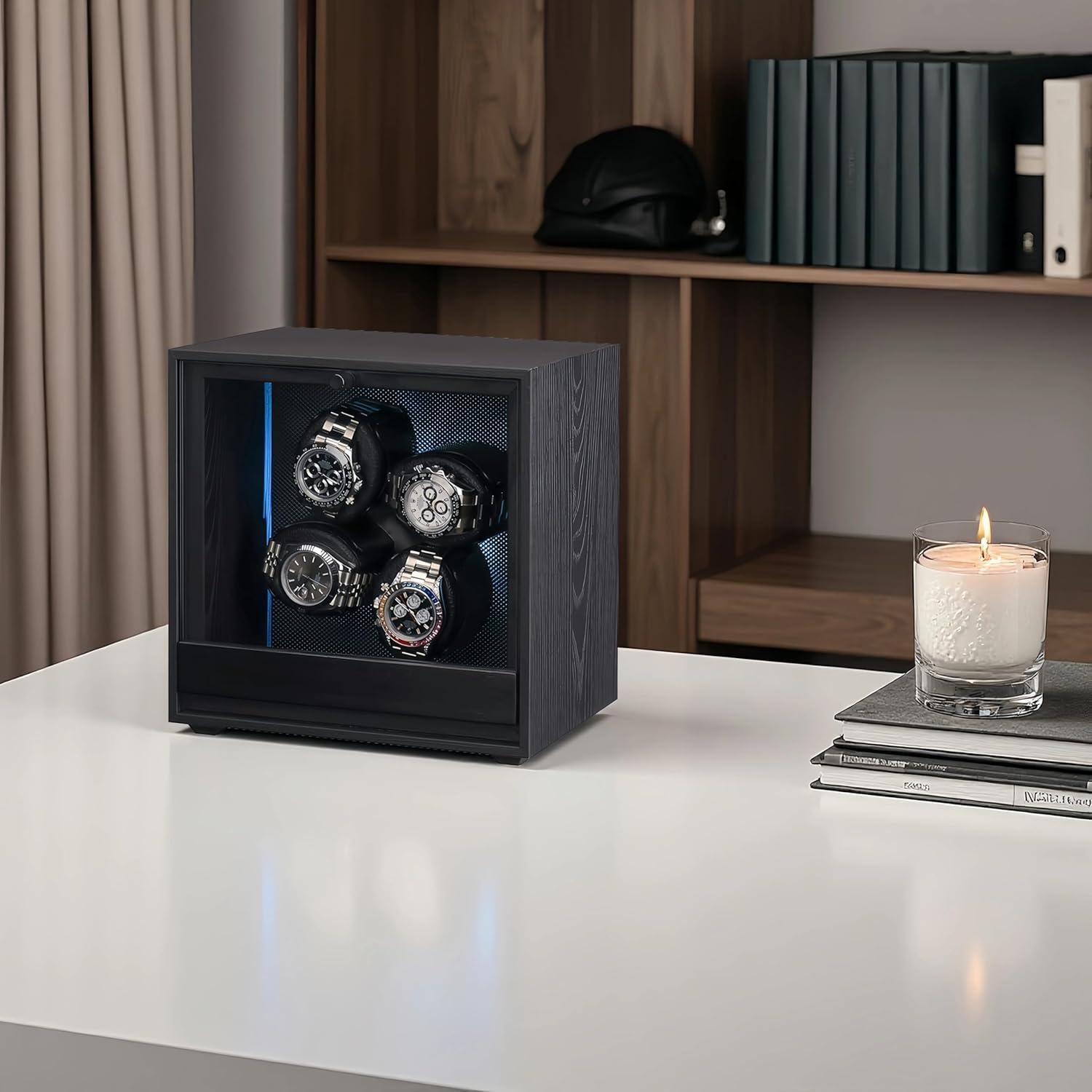 Enrollador de Relojes Automáticos RYLENE para 4 Relojes, Silencioso