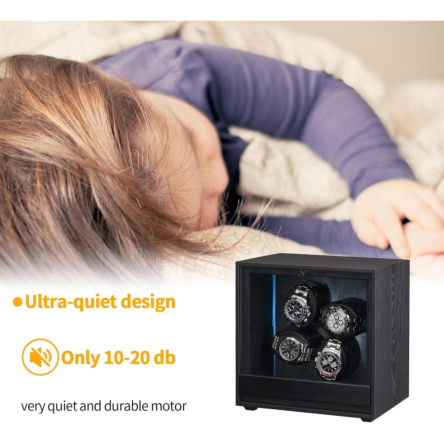 Enrollador de Relojes Automáticos RYLENE para 4 Relojes, Silencioso