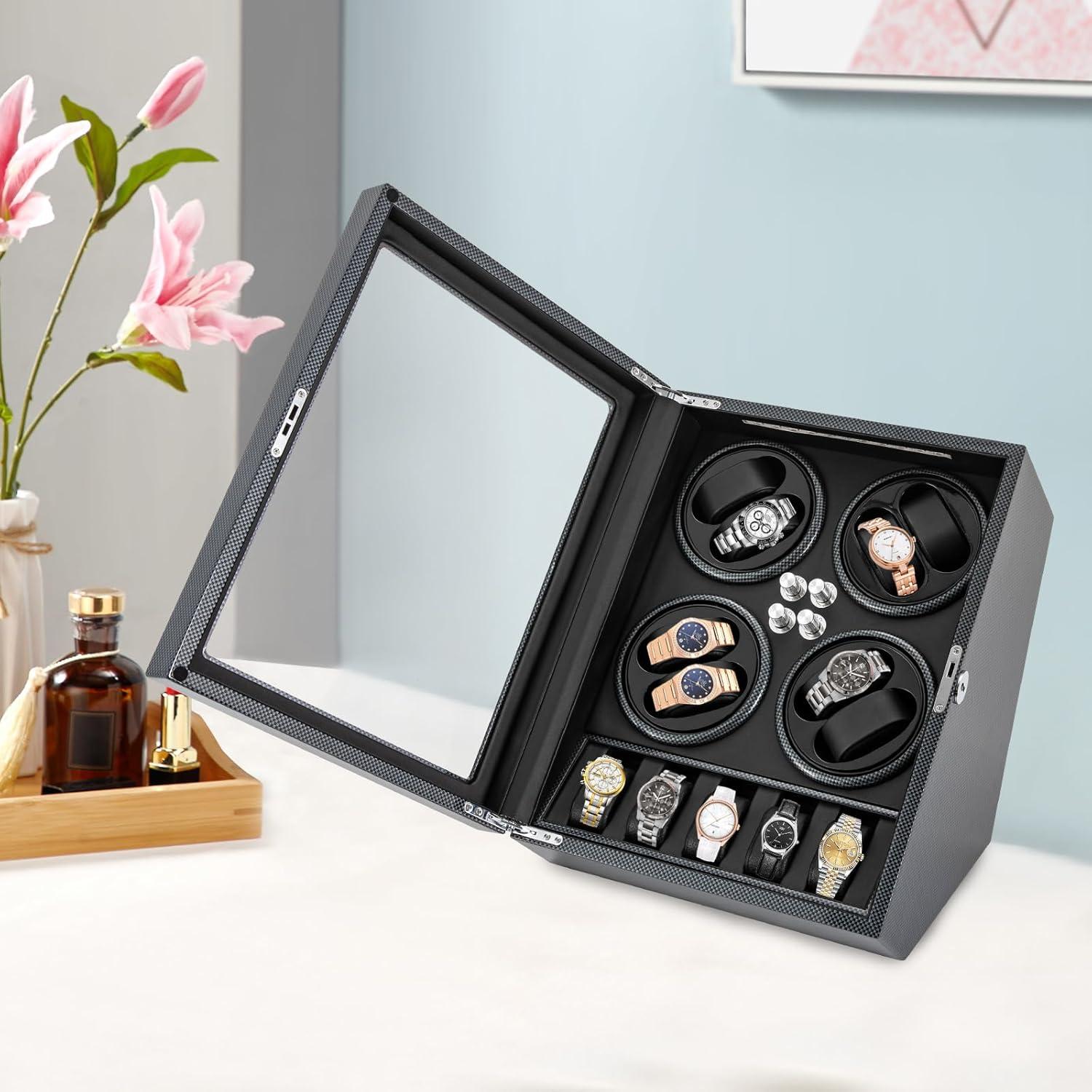 Enrollador de Relojes Automáticos ZERNEIL con Luz LED y Cerradura