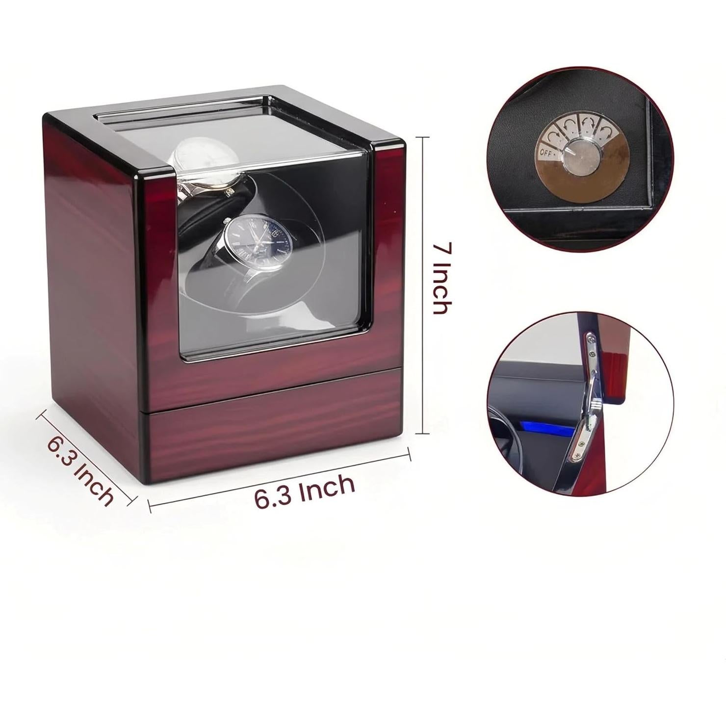 Cofre de Reloj Doble de Madera SAIKE Burdeos, 5 Velocidades