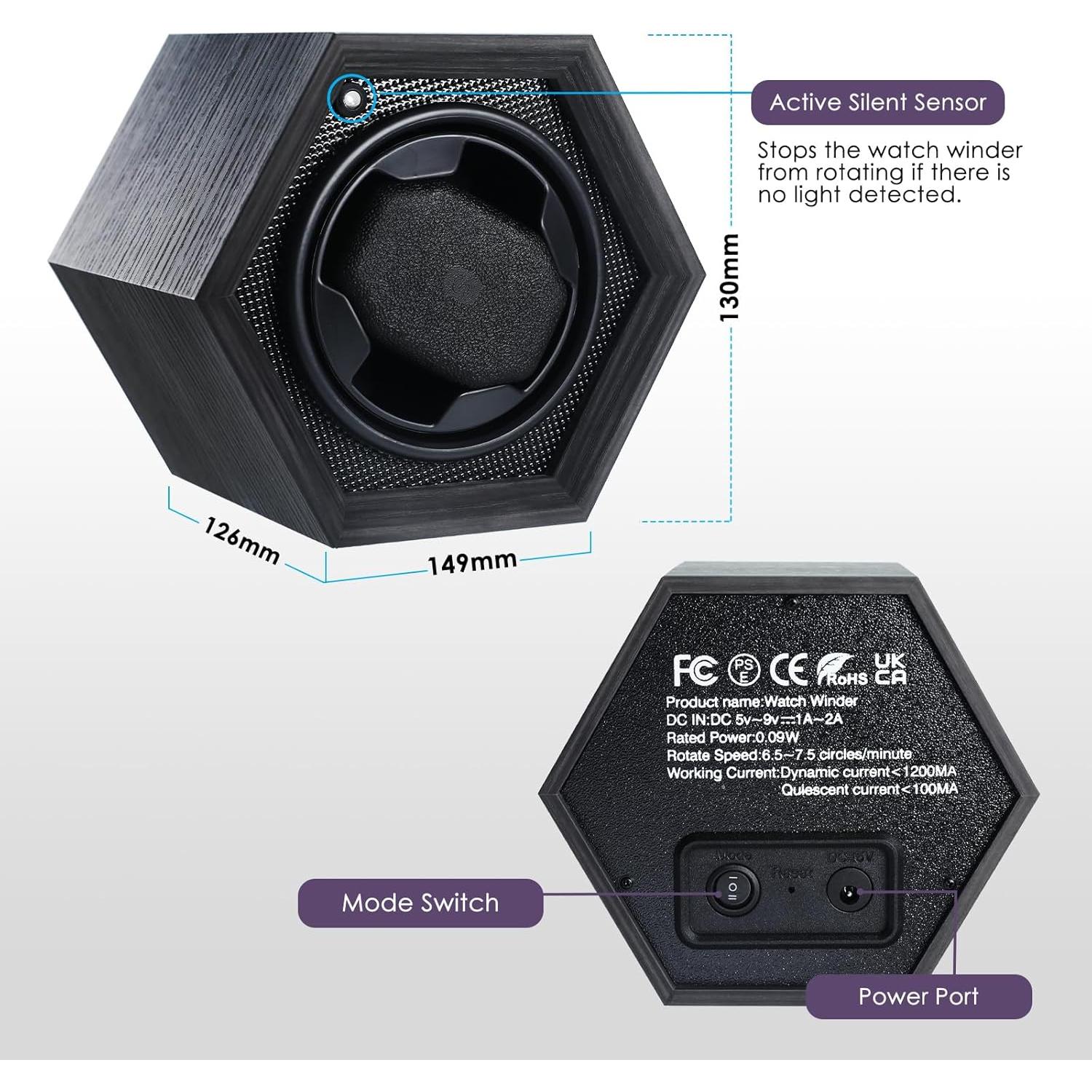 Enrollador de Reloj Automático JuviPerpric Hexagonal Silencioso