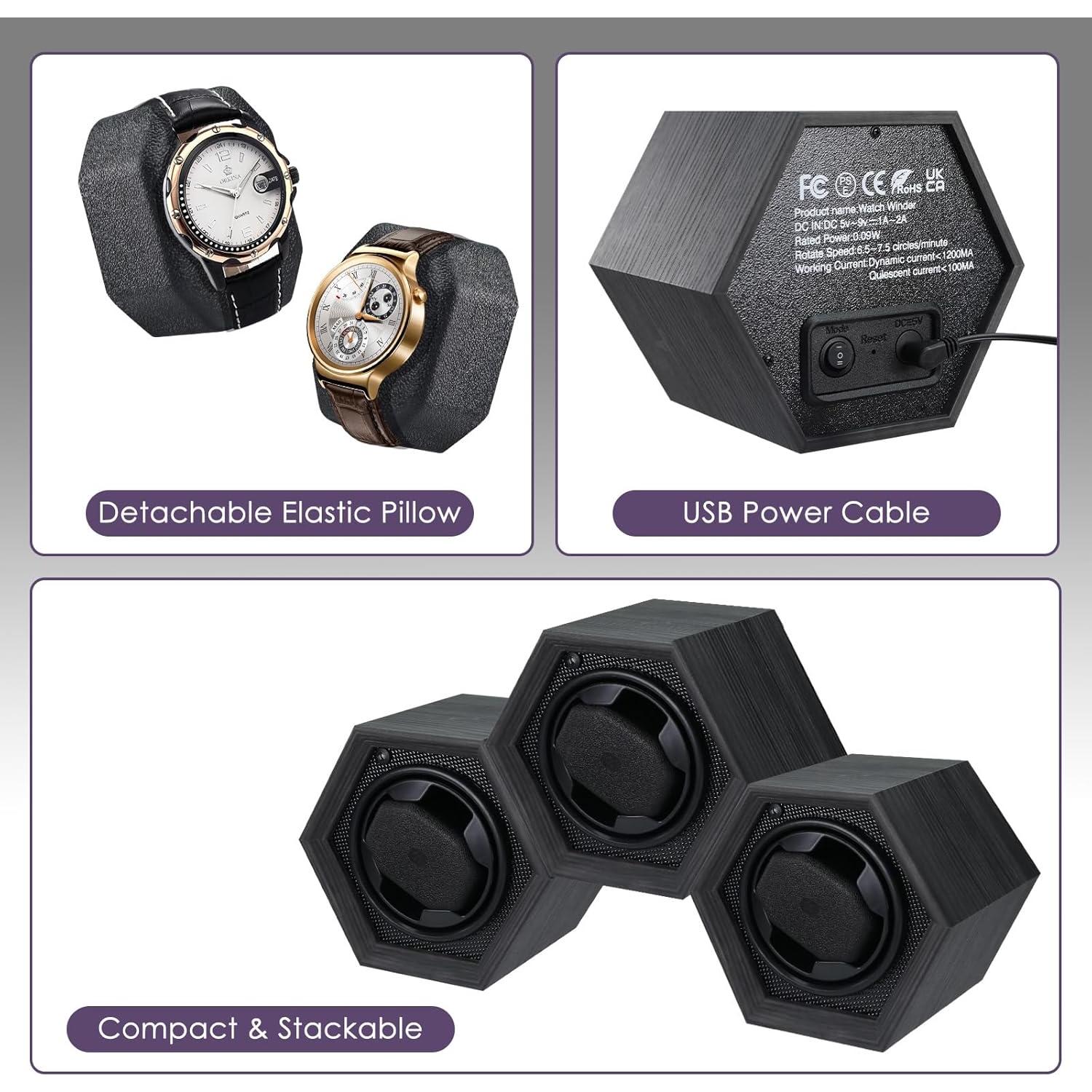 Enrollador de Reloj Automático JuviPerpric Hexagonal Silencioso