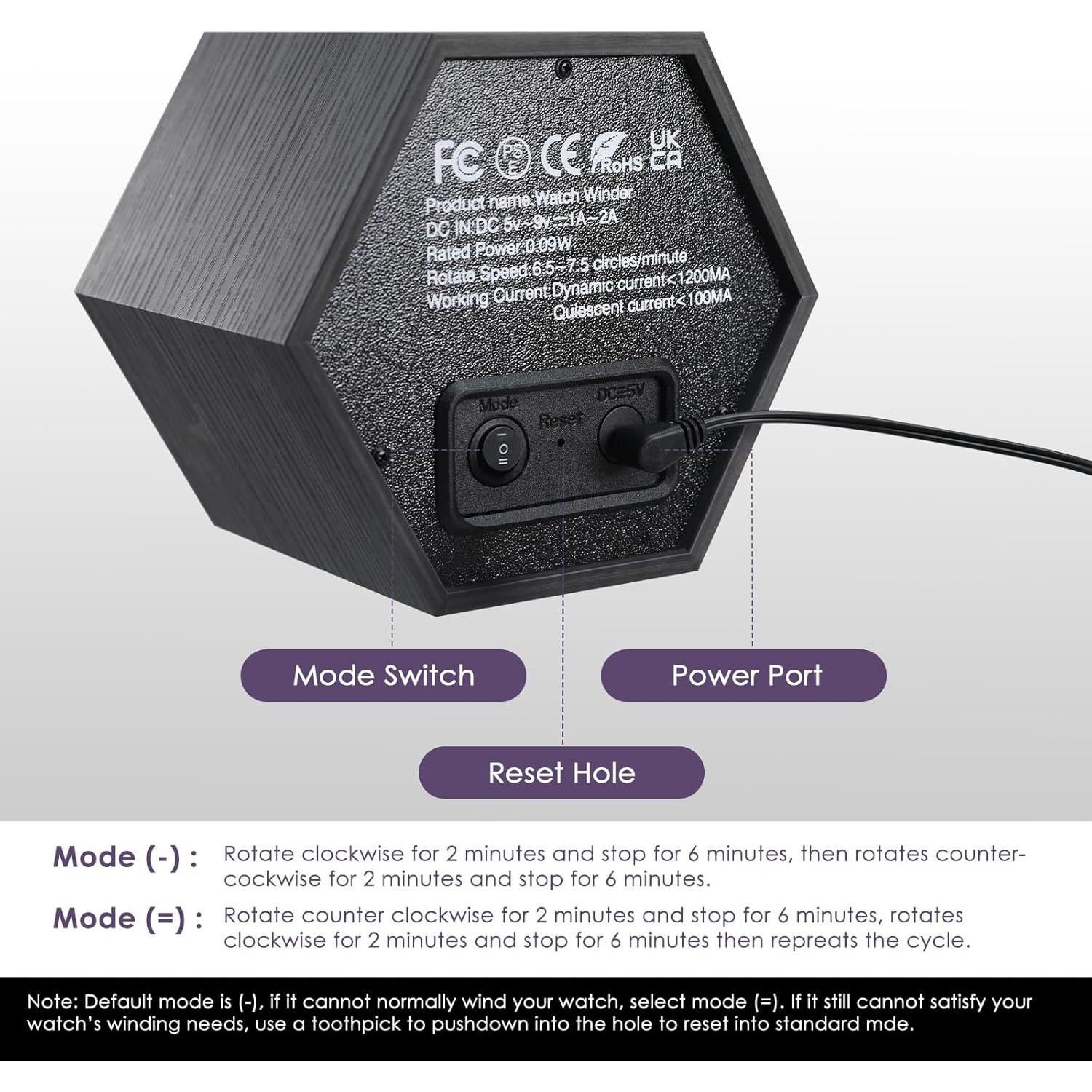 Enrollador de Reloj Automático JuviPerpric Hexagonal Silencioso