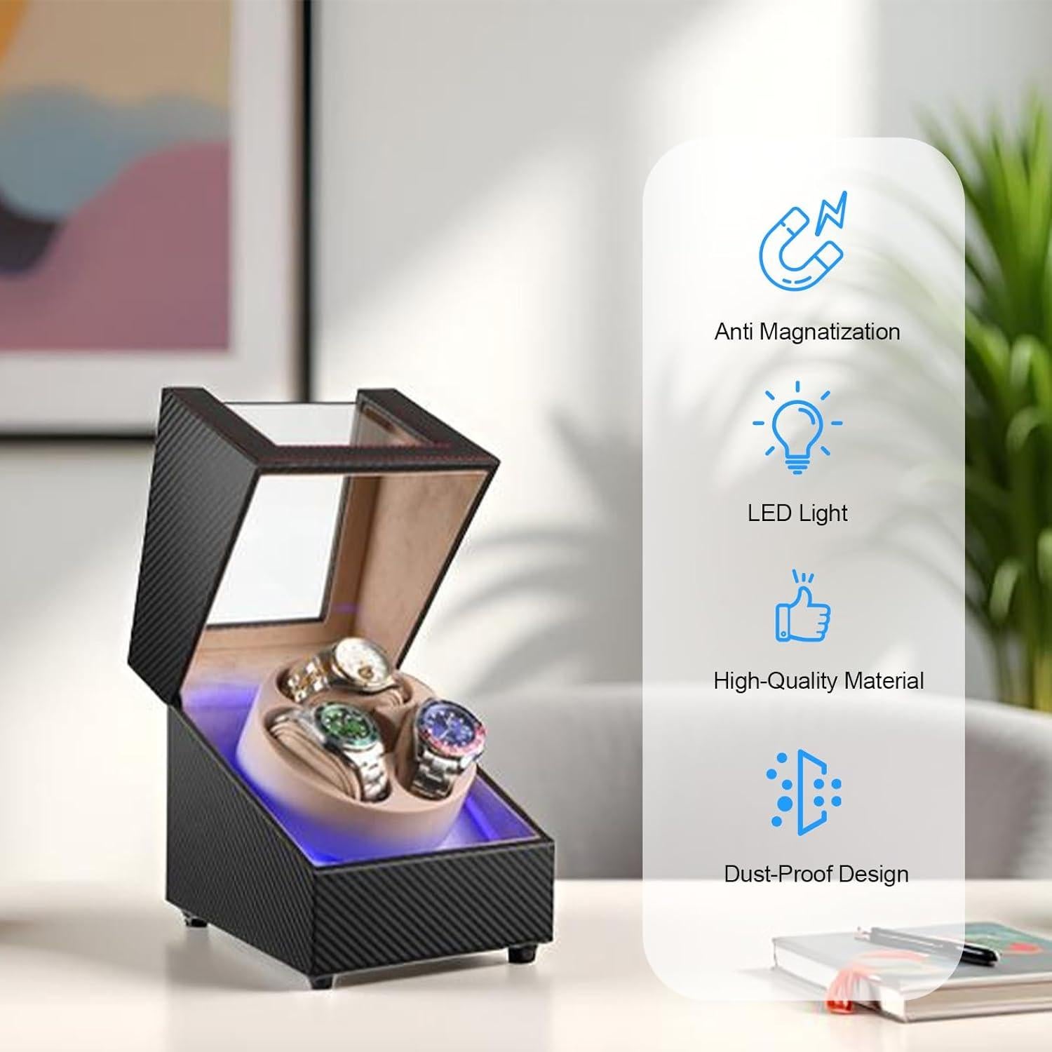 Enrollador de Relojes Automáticos Anyasun 3 Relojes LED USB-C