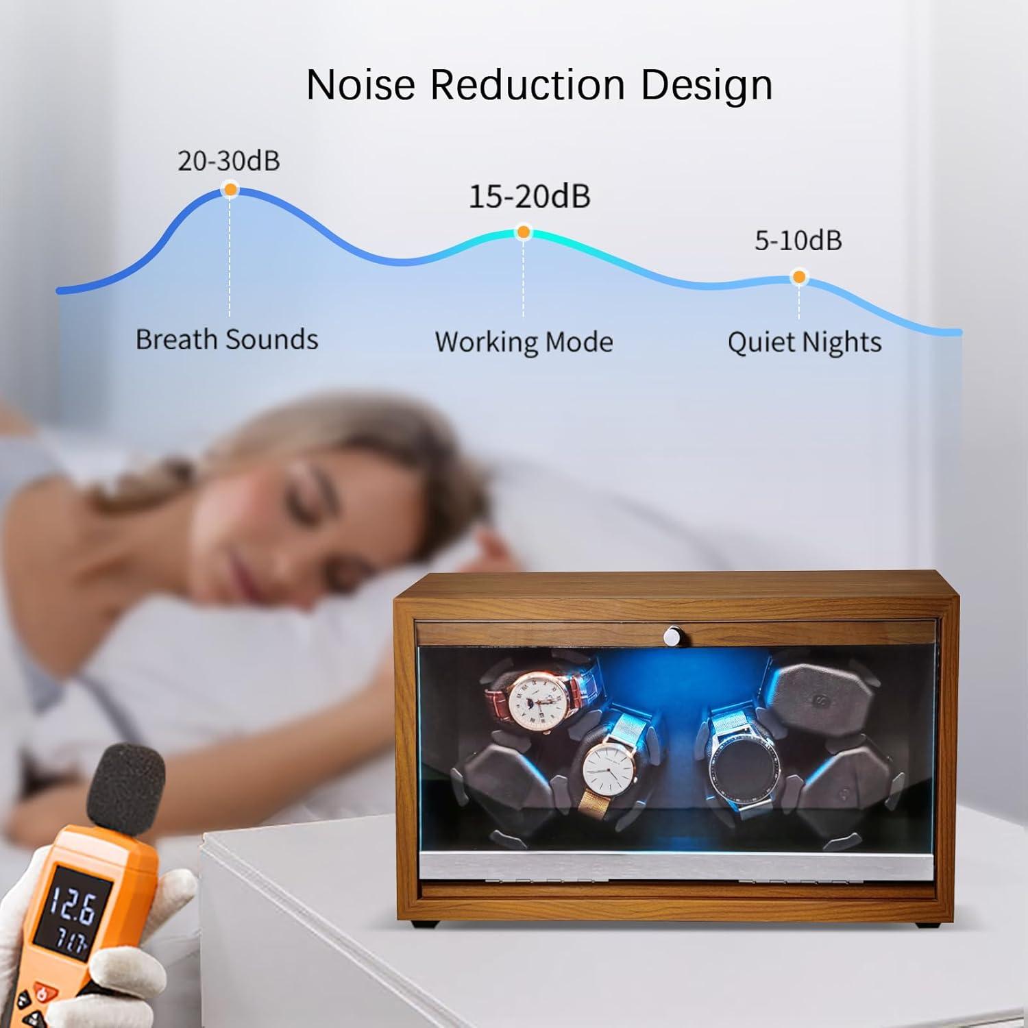 Winder Automático de Reloj Newymaking 6 Slots Madera LED USB