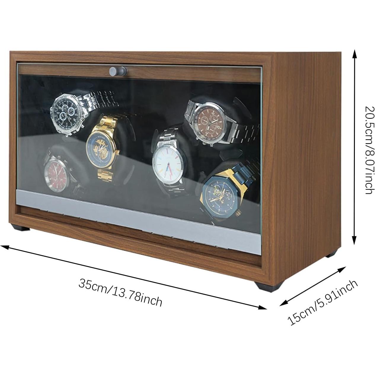 Winder Automático de Reloj Newymaking 6 Slots Madera LED USB