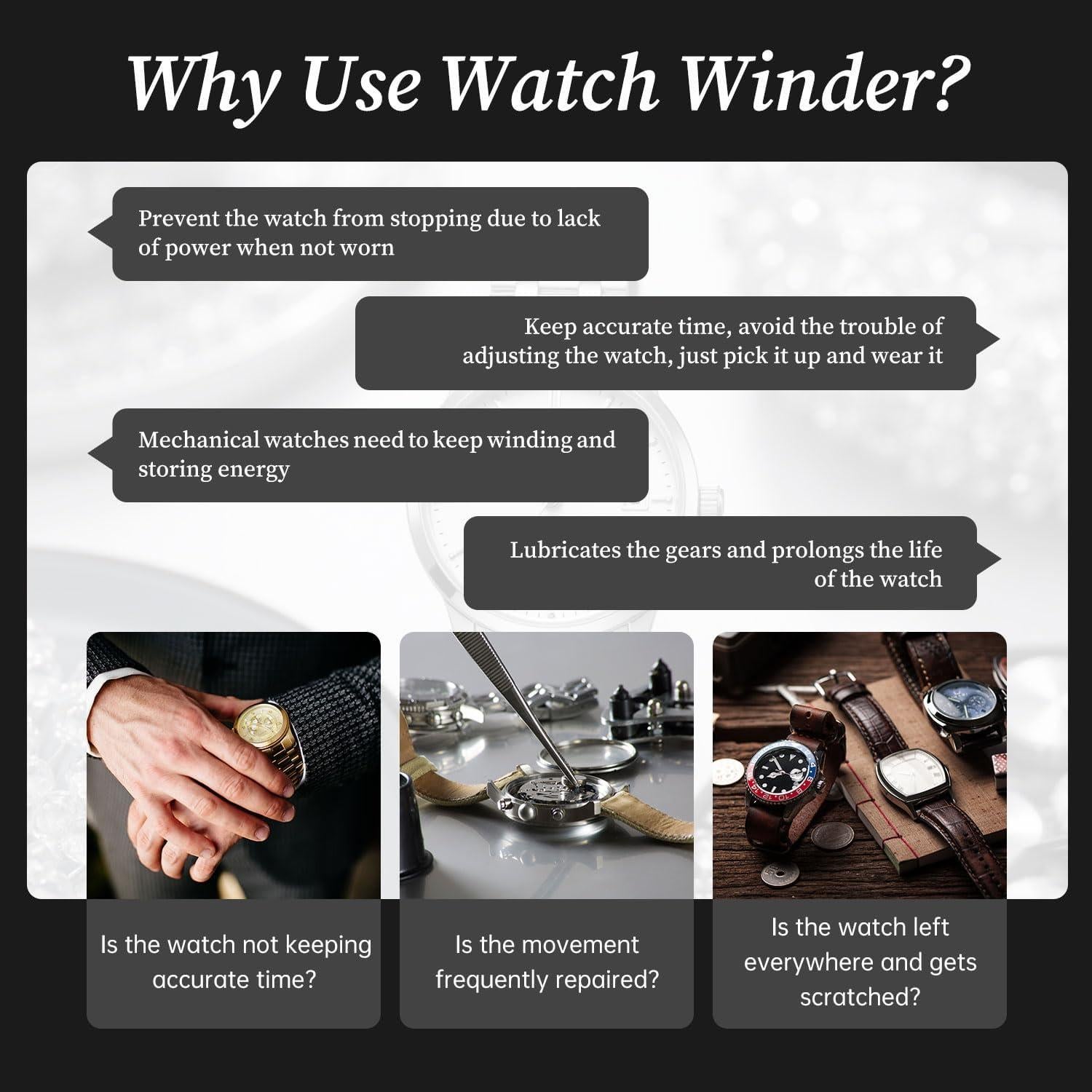 Mcbazel Reloj Winder Doble para Relojes Automáticos con Luz LED