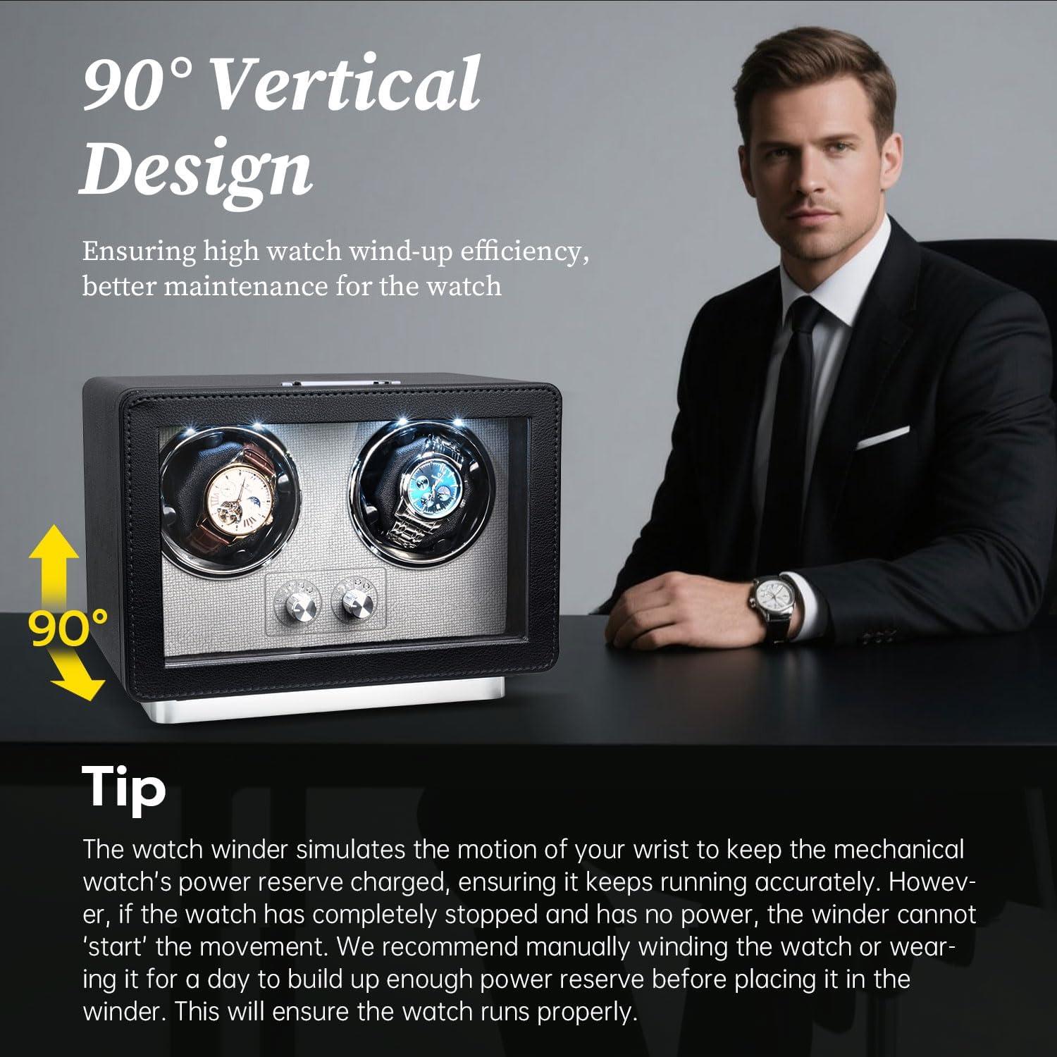 Mcbazel Reloj Winder Doble para Relojes Automáticos con Luz LED