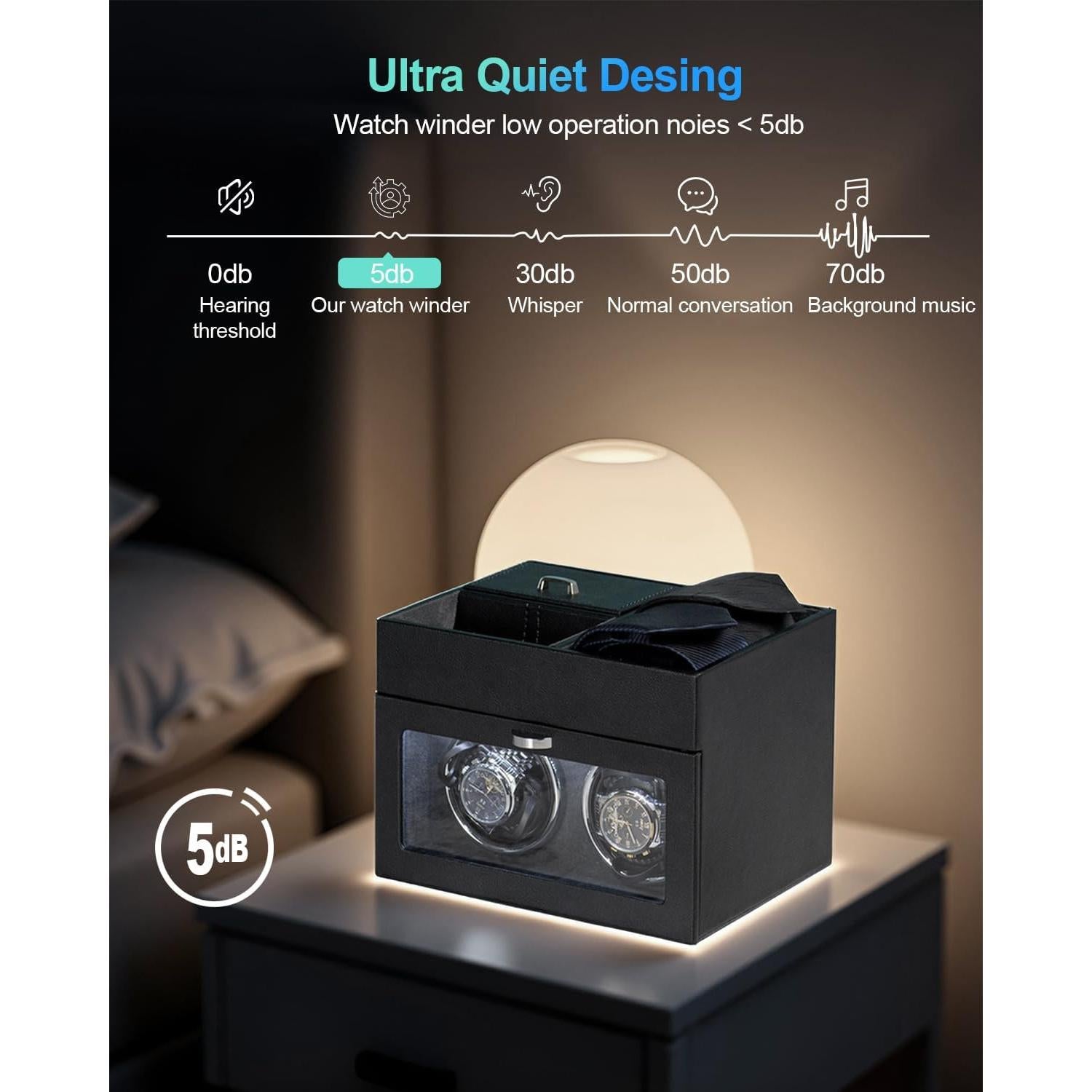 Enrollador de Reloj Automático J&T Doble con Luz LED y Almacenamiento