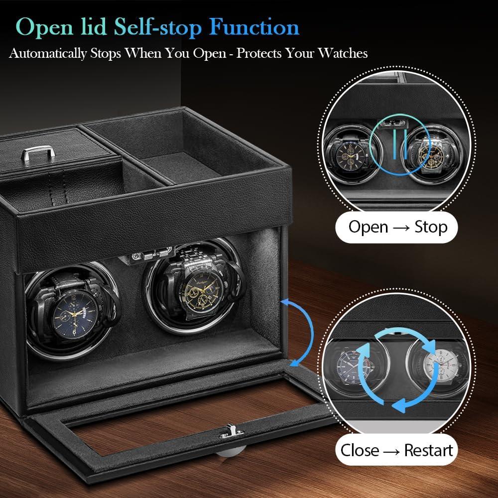 Enrollador de Reloj Automático J&T Doble con Luz LED y Almacenamiento