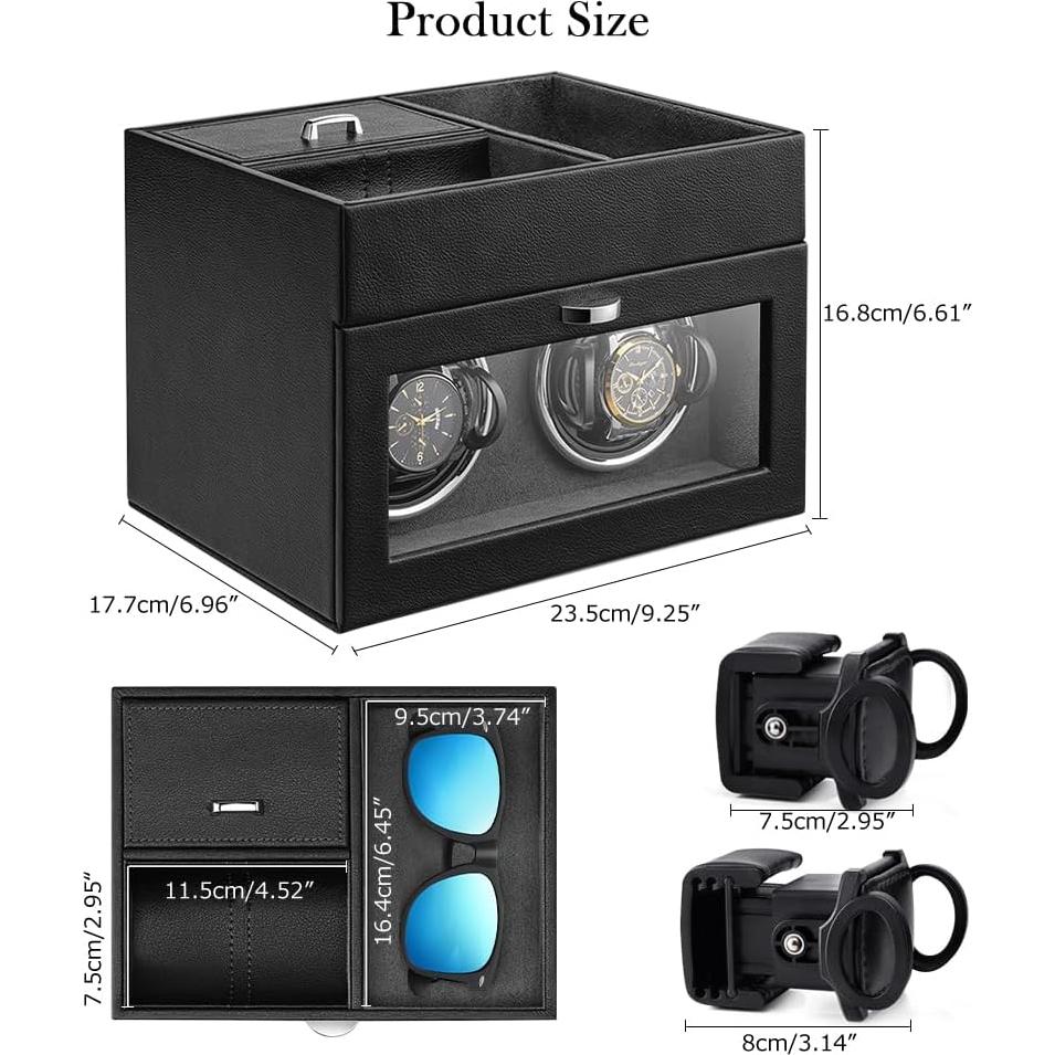 Enrollador de Reloj Automático J&T Doble con Luz LED y Almacenamiento