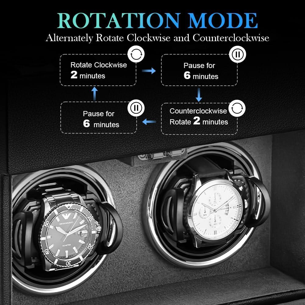 Enrollador de Reloj Automático J&T Doble con Luz LED y Almacenamiento