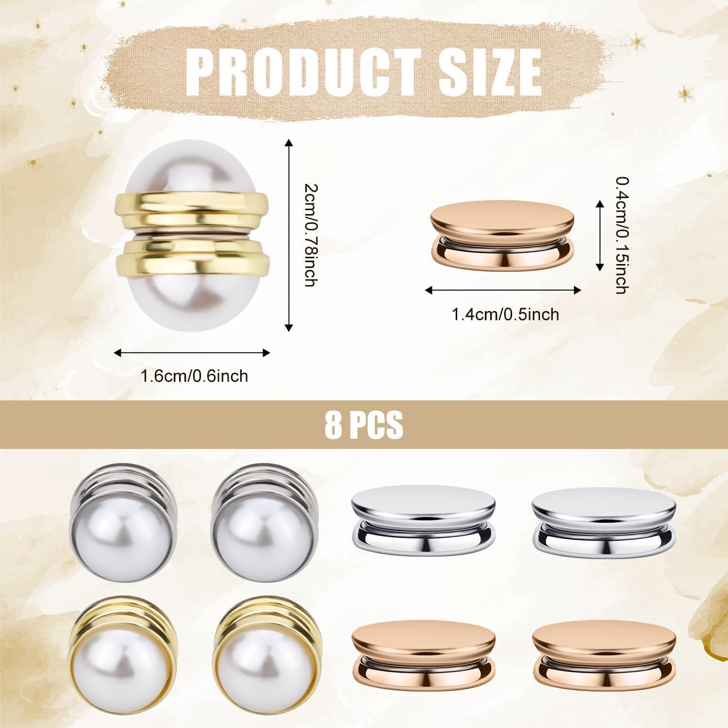 8 Alfileres Magnéticos para Hijab NQEUEPN - Perla y Plano