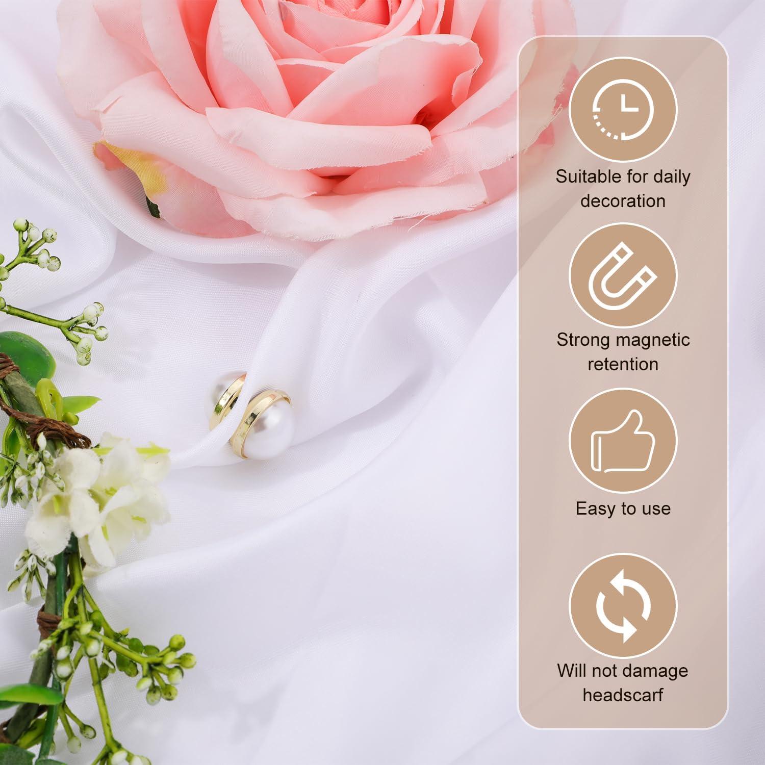 8 Alfileres Magnéticos para Hijab NQEUEPN - Perla y Plano