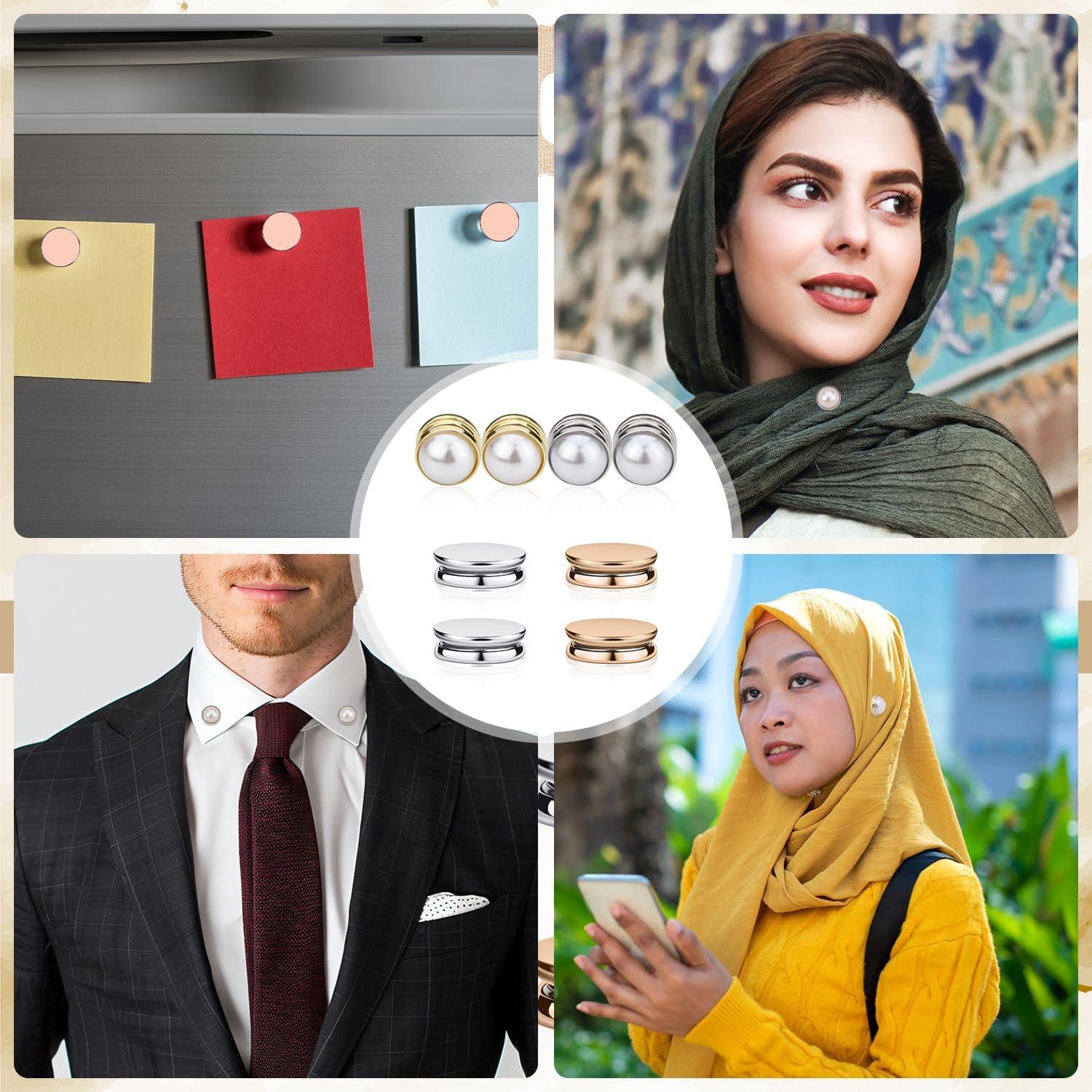 8 Alfileres Magnéticos para Hijab NQEUEPN - Perla y Plano