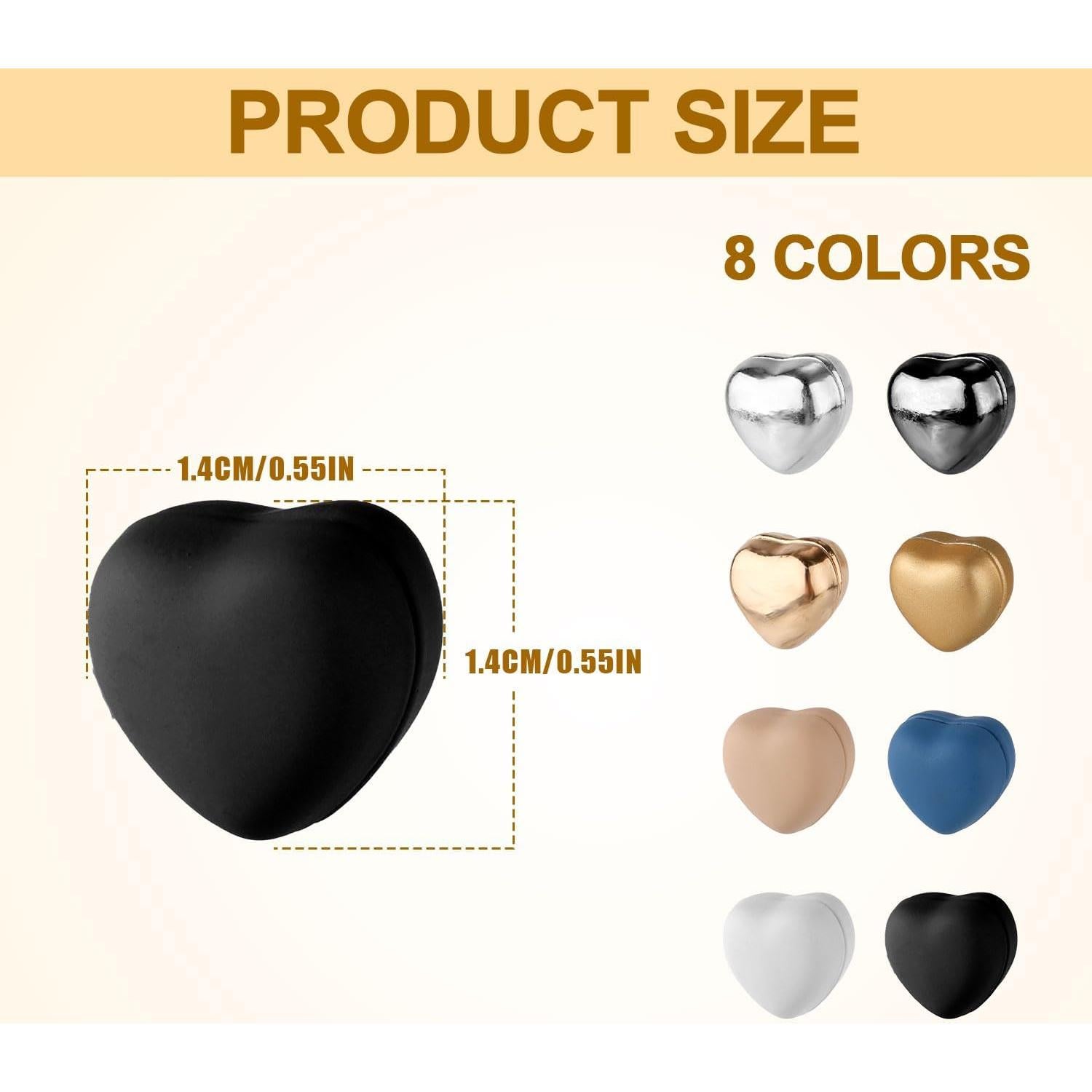 8 Alfileres Magnéticos para Hijab Corazón Multicolor 1.4cm