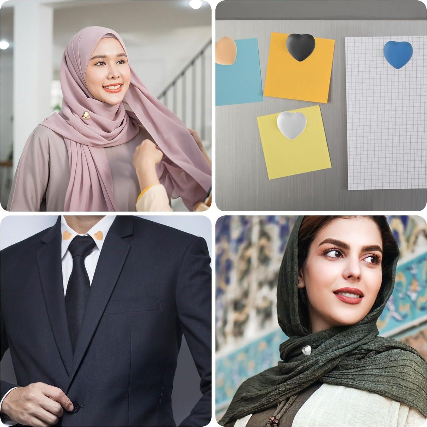 8 Alfileres Magnéticos para Hijab Corazón Multicolor 1.4cm