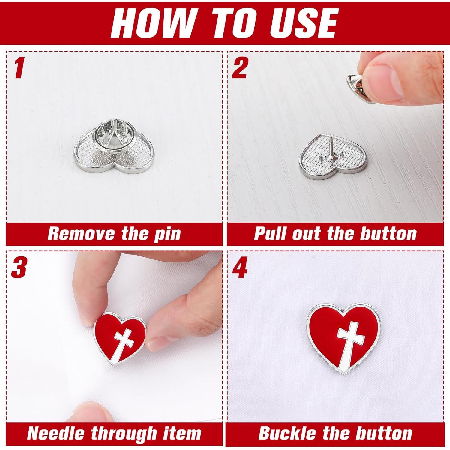 50 Pines Religiosos Corazón Rojo Sagrado Corazón de Jesús